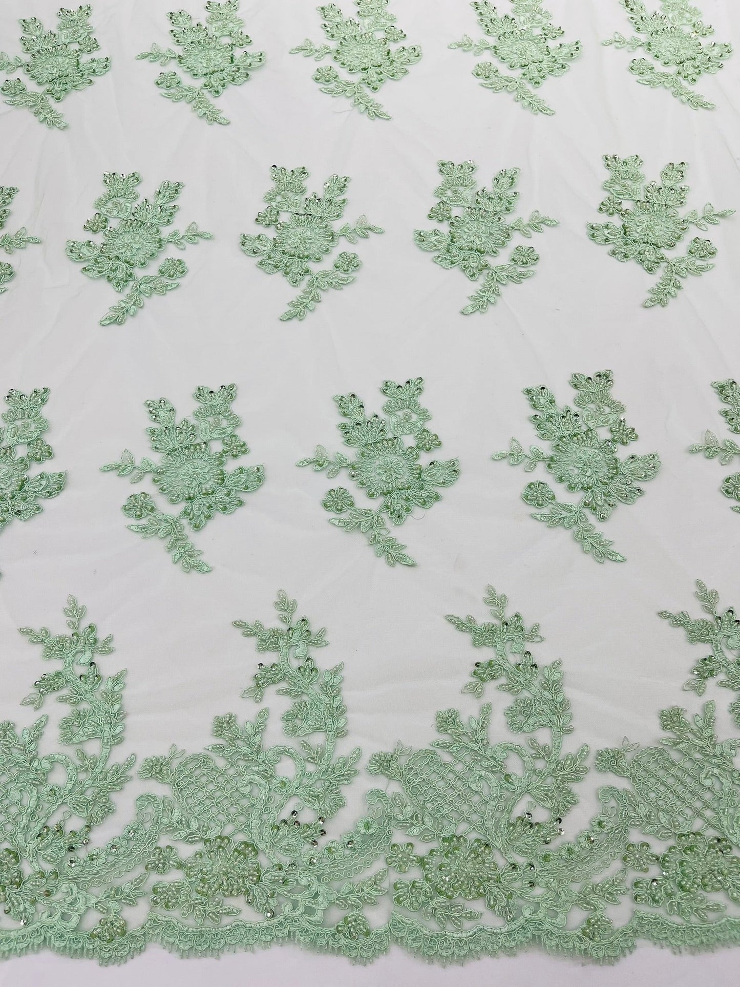 Eva Luxury Beaded Floral Lace 54” Wide| New Creations Fabric & Foam Inc. - New Creations Fabric & Foam Inc