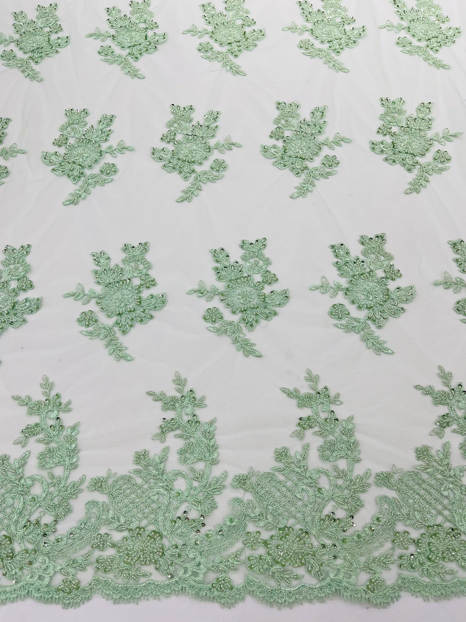 Eva Luxury Beaded Floral Lace 54” Wide| New Creations Fabric & Foam Inc. - New Creations Fabric & Foam Inc