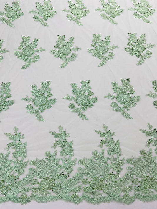 Eva Luxury Beaded Floral Lace 54” Wide| New Creations Fabric & Foam Inc. - New Creations Fabric & Foam Inc