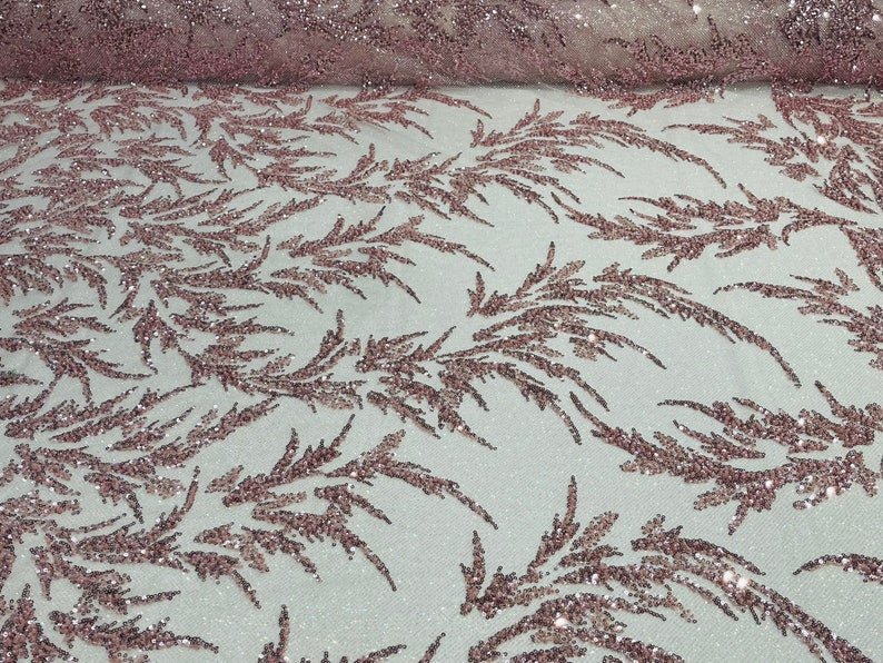 FASHION BEADED LACE ON GLITTER MESH FABRIC (By The Yard) - New Creations Fabric & Foam Inc