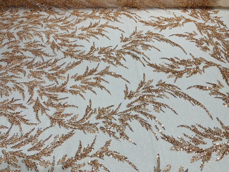 FASHION BEADED LACE ON GLITTER MESH FABRIC (By The Yard) - New Creations Fabric & Foam Inc