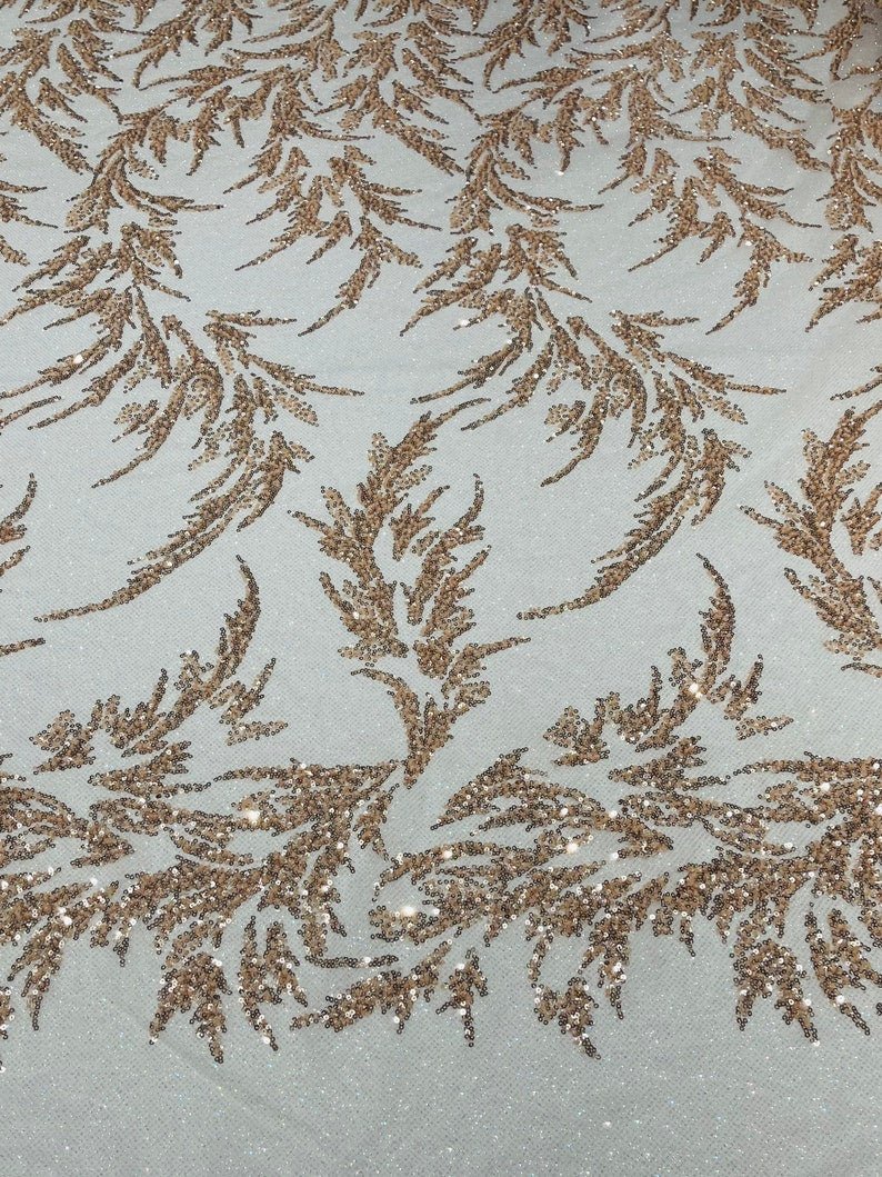 FASHION BEADED LACE ON GLITTER MESH FABRIC (By The Yard) - New Creations Fabric & Foam Inc