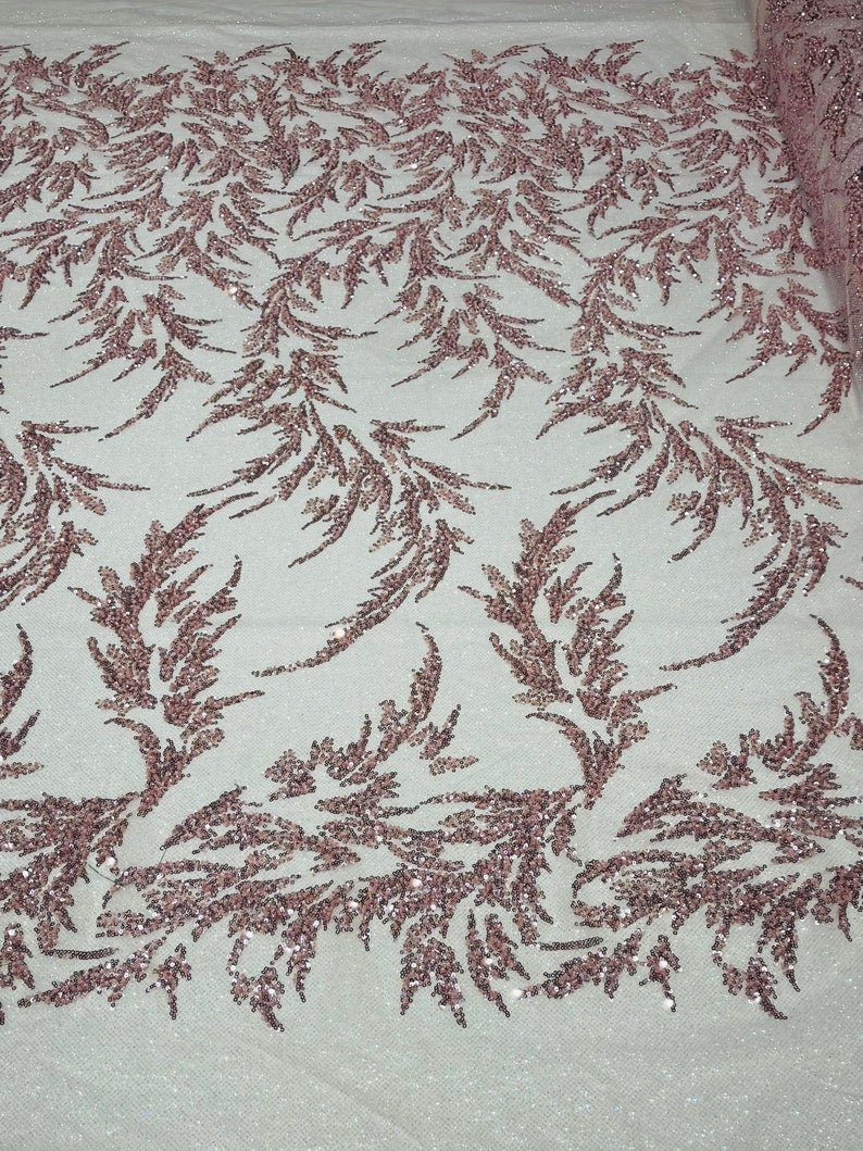 FASHION BEADED LACE ON GLITTER MESH FABRIC (By The Yard) - New Creations Fabric & Foam Inc