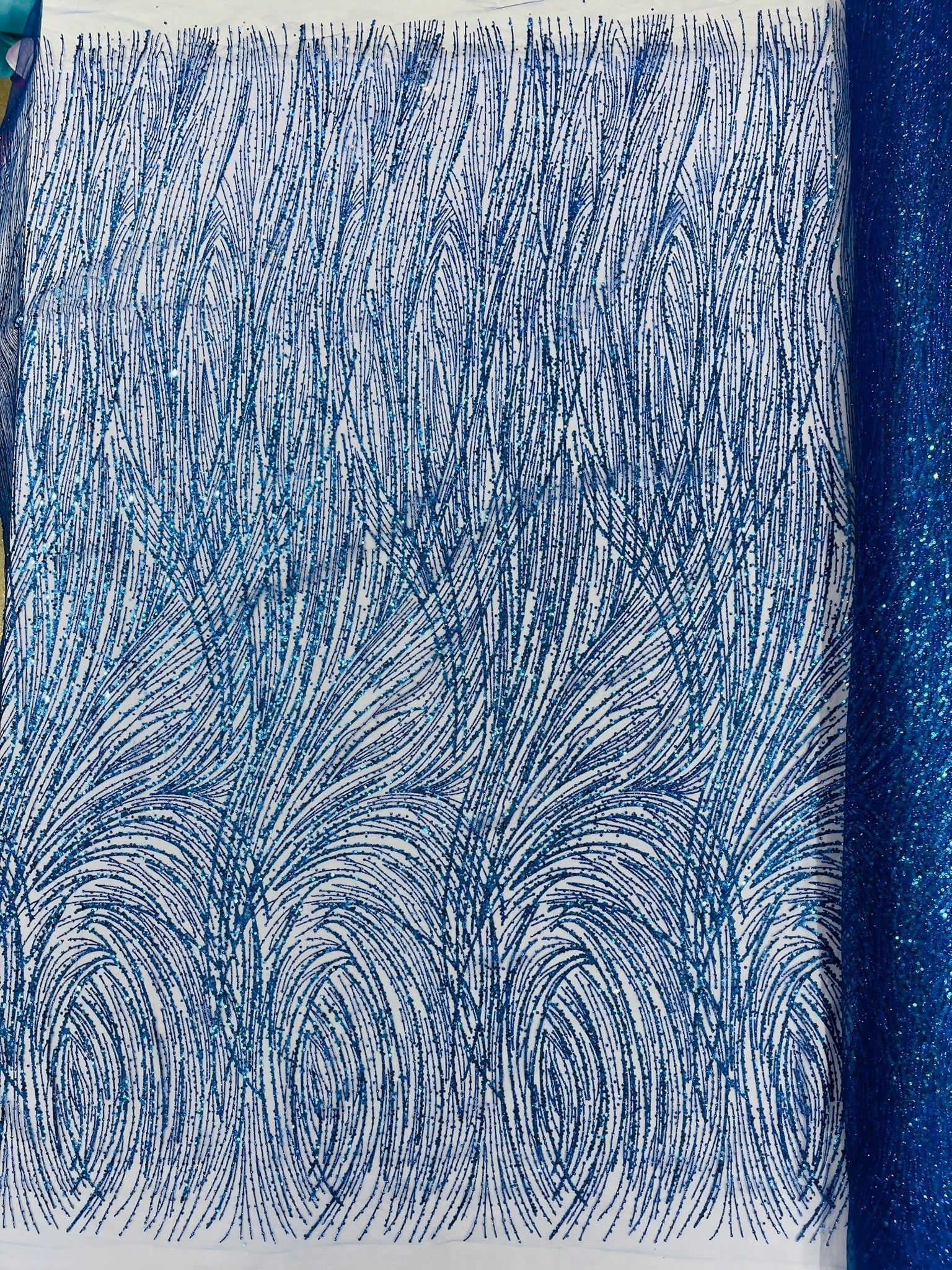 Fashion Glitter Design On A Mesh Lace Fabric| New Creations Fabric & Foam Inc. - New Creations Fabric & Foam Inc