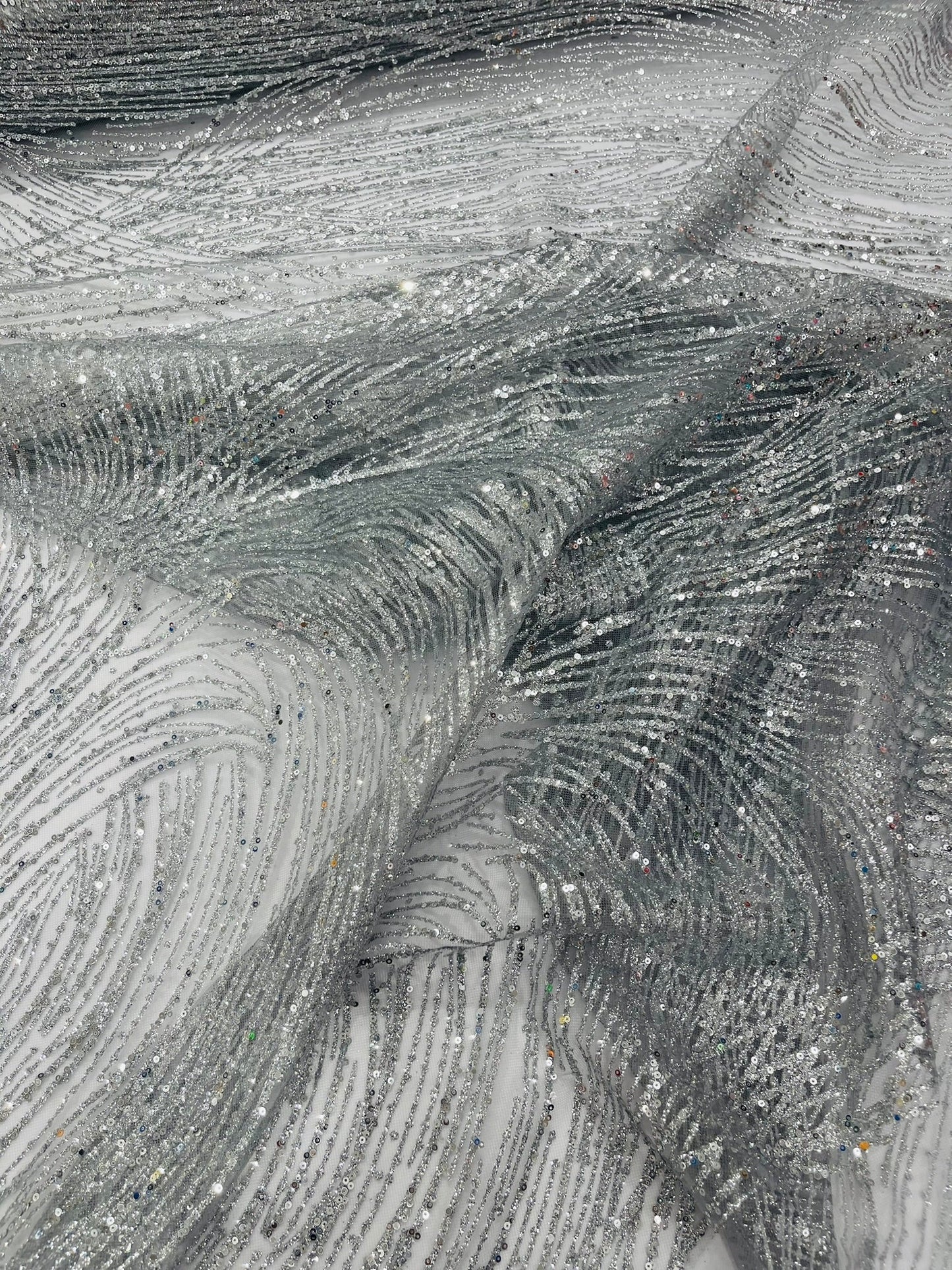 Fashion Glitter Design On A Mesh Lace Fabric| New Creations Fabric & Foam Inc. - New Creations Fabric & Foam Inc