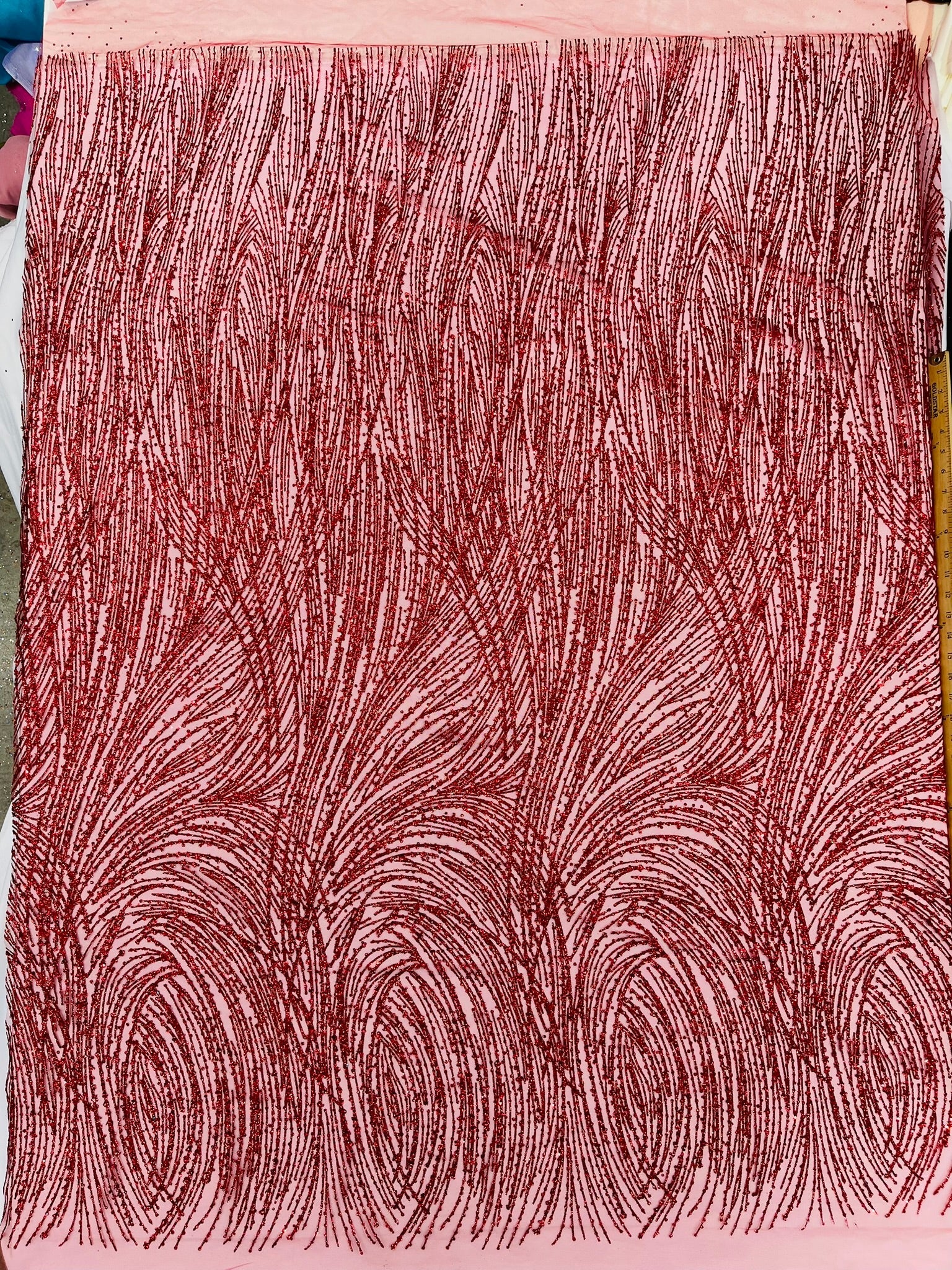 Fashion Glitter Design On A Mesh Lace Fabric| New Creations Fabric & Foam Inc. - New Creations Fabric & Foam Inc