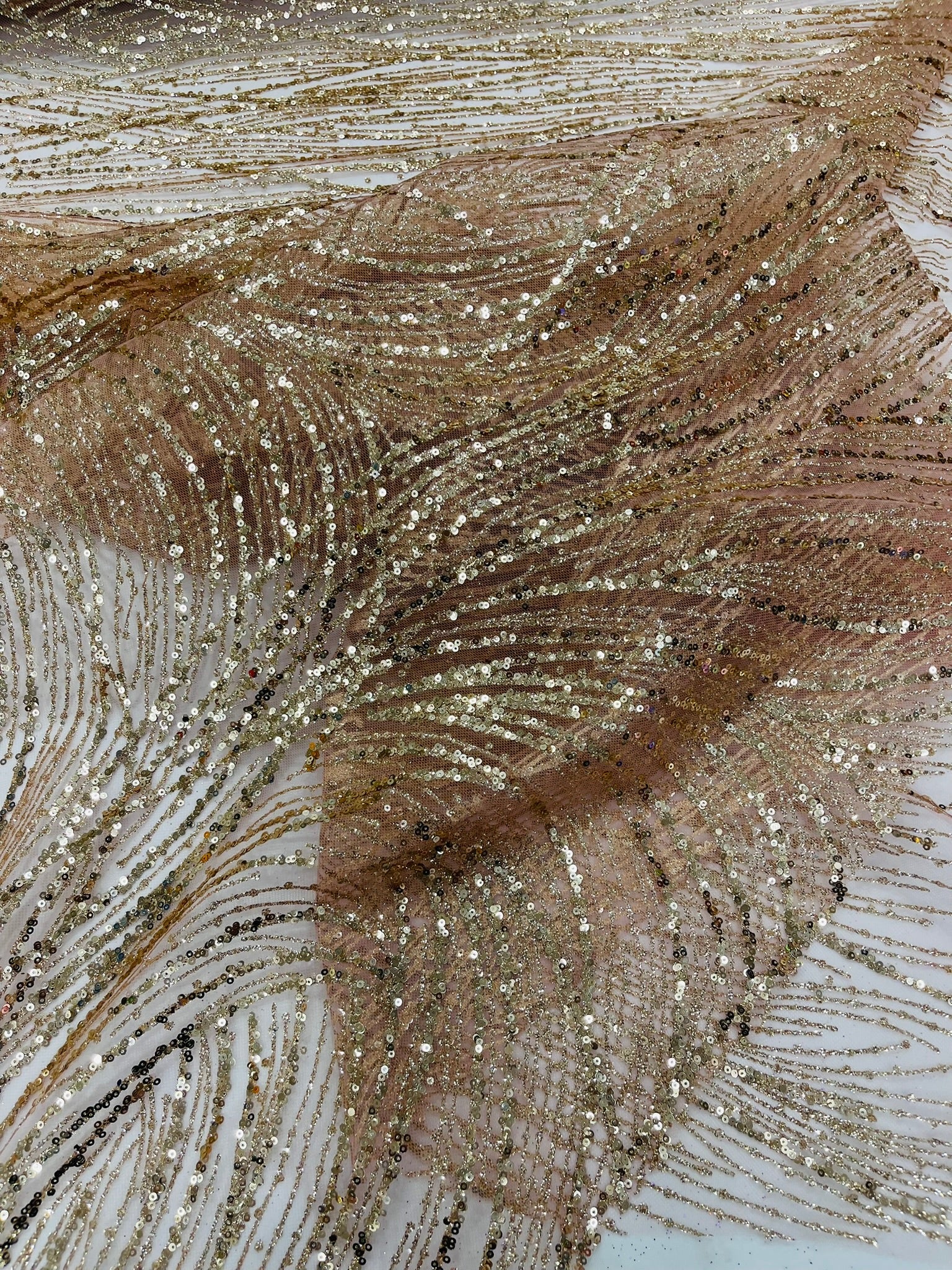 Fashion Glitter Design On A Mesh Lace Fabric| New Creations Fabric & Foam Inc. - New Creations Fabric & Foam Inc