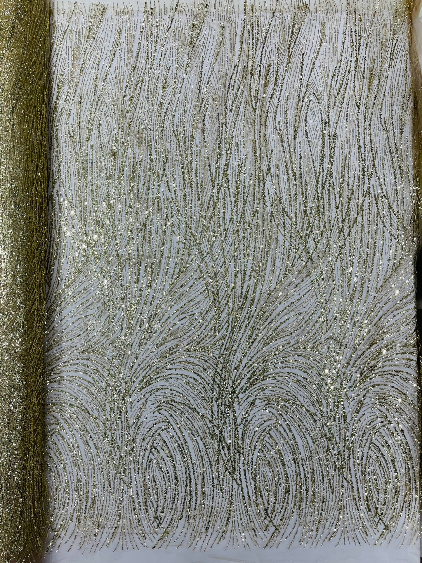 Fashion Glitter Design On A Mesh Lace Fabric| New Creations Fabric & Foam Inc. - New Creations Fabric & Foam Inc