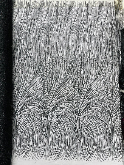Fashion Glitter Design On A Mesh Lace Fabric| New Creations Fabric & Foam Inc. - New Creations Fabric & Foam Inc