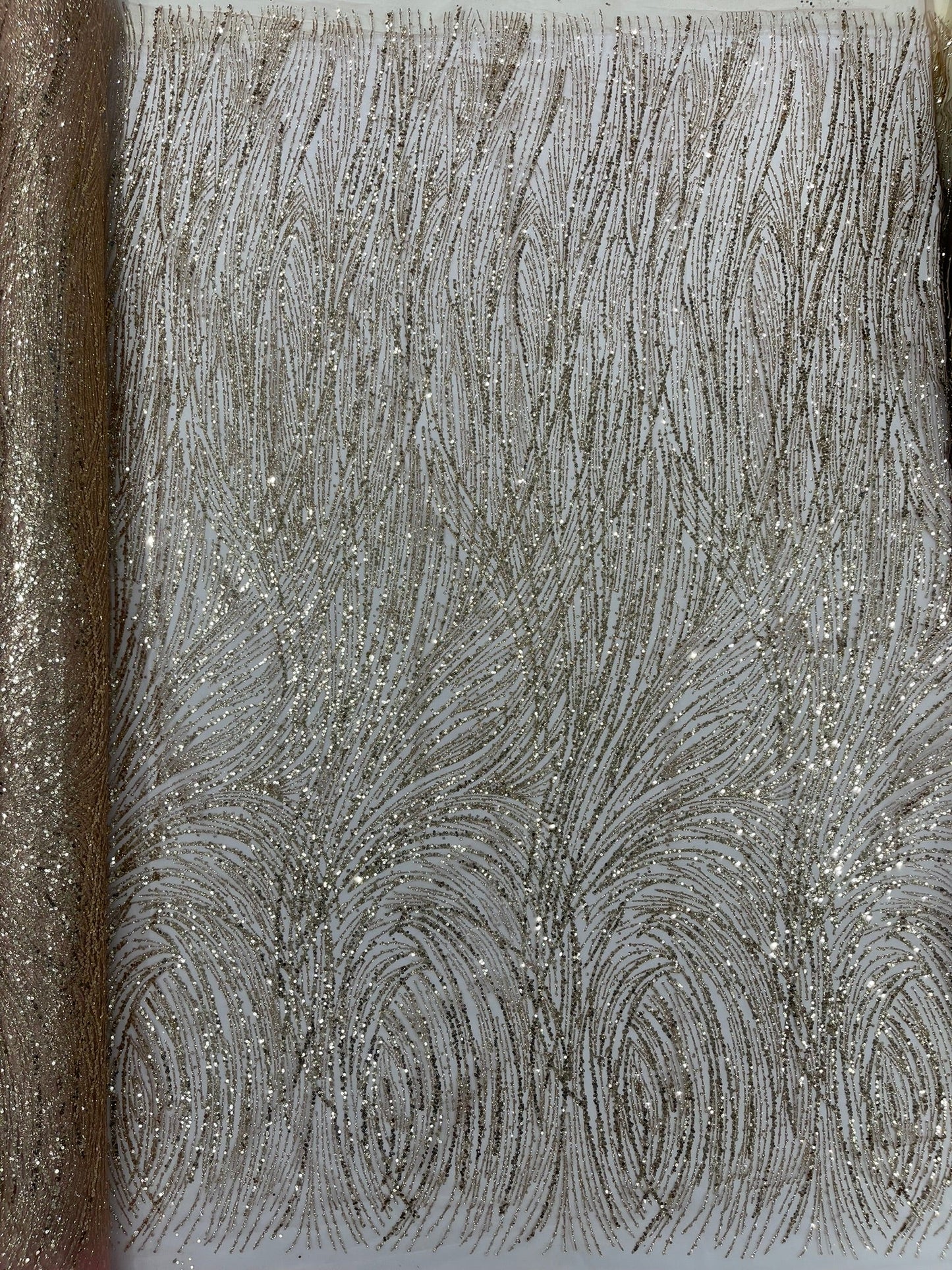 Fashion Glitter Design On A Mesh Lace Fabric| New Creations Fabric & Foam Inc. - New Creations Fabric & Foam Inc