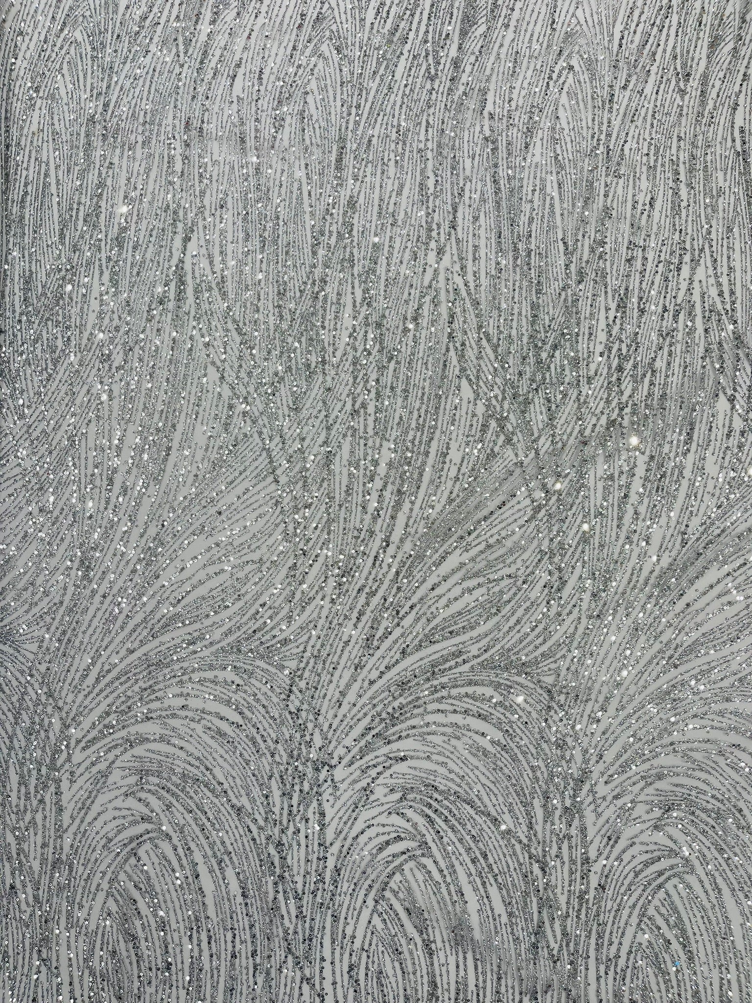 Fashion Glitter Design On A Mesh Lace Fabric| New Creations Fabric & Foam Inc. - New Creations Fabric & Foam Inc