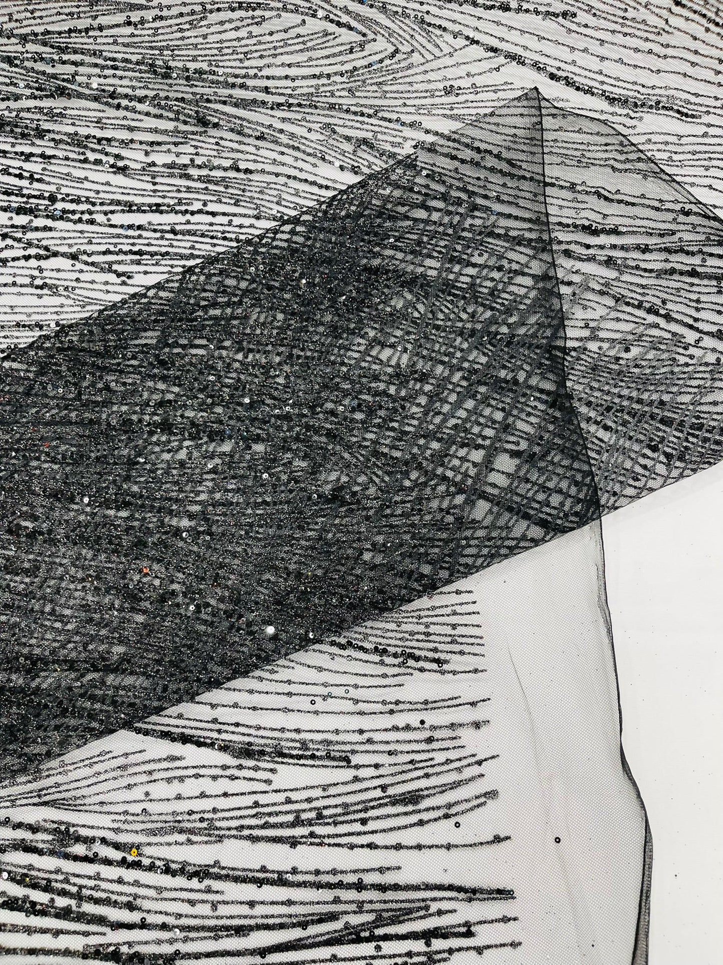 Fashion Glitter Design On A Mesh Lace Fabric| New Creations Fabric & Foam Inc. - New Creations Fabric & Foam Inc