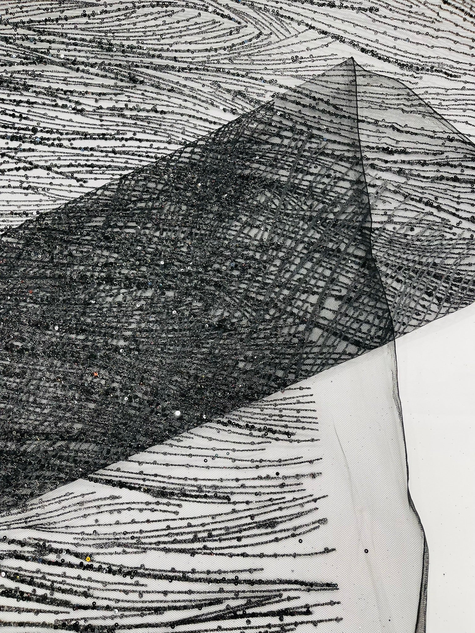 Fashion Glitter Design On A Mesh Lace Fabric| New Creations Fabric & Foam Inc. - New Creations Fabric & Foam Inc