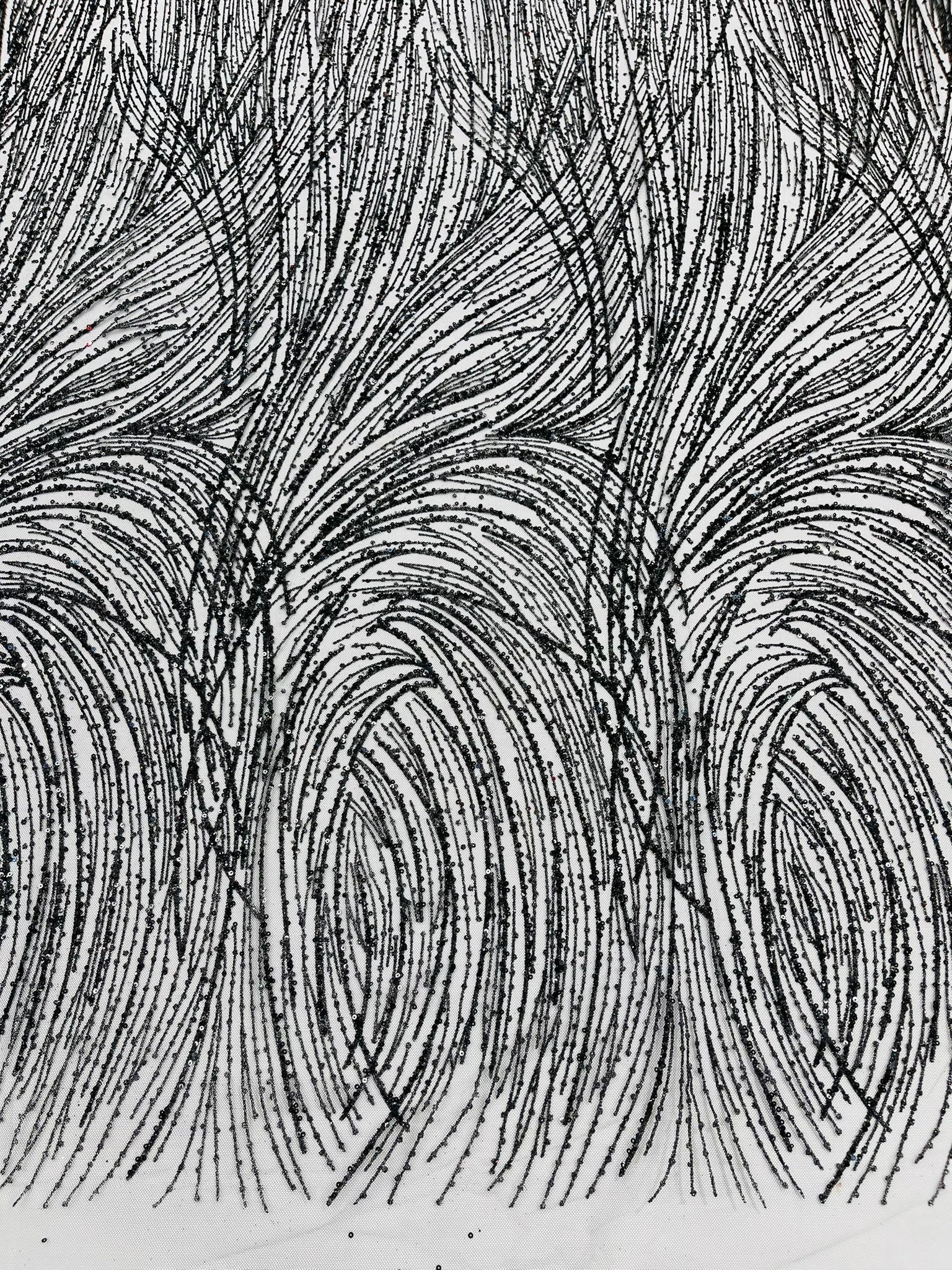 Fashion Glitter Design On A Mesh Lace Fabric| New Creations Fabric & Foam Inc. - New Creations Fabric & Foam Inc