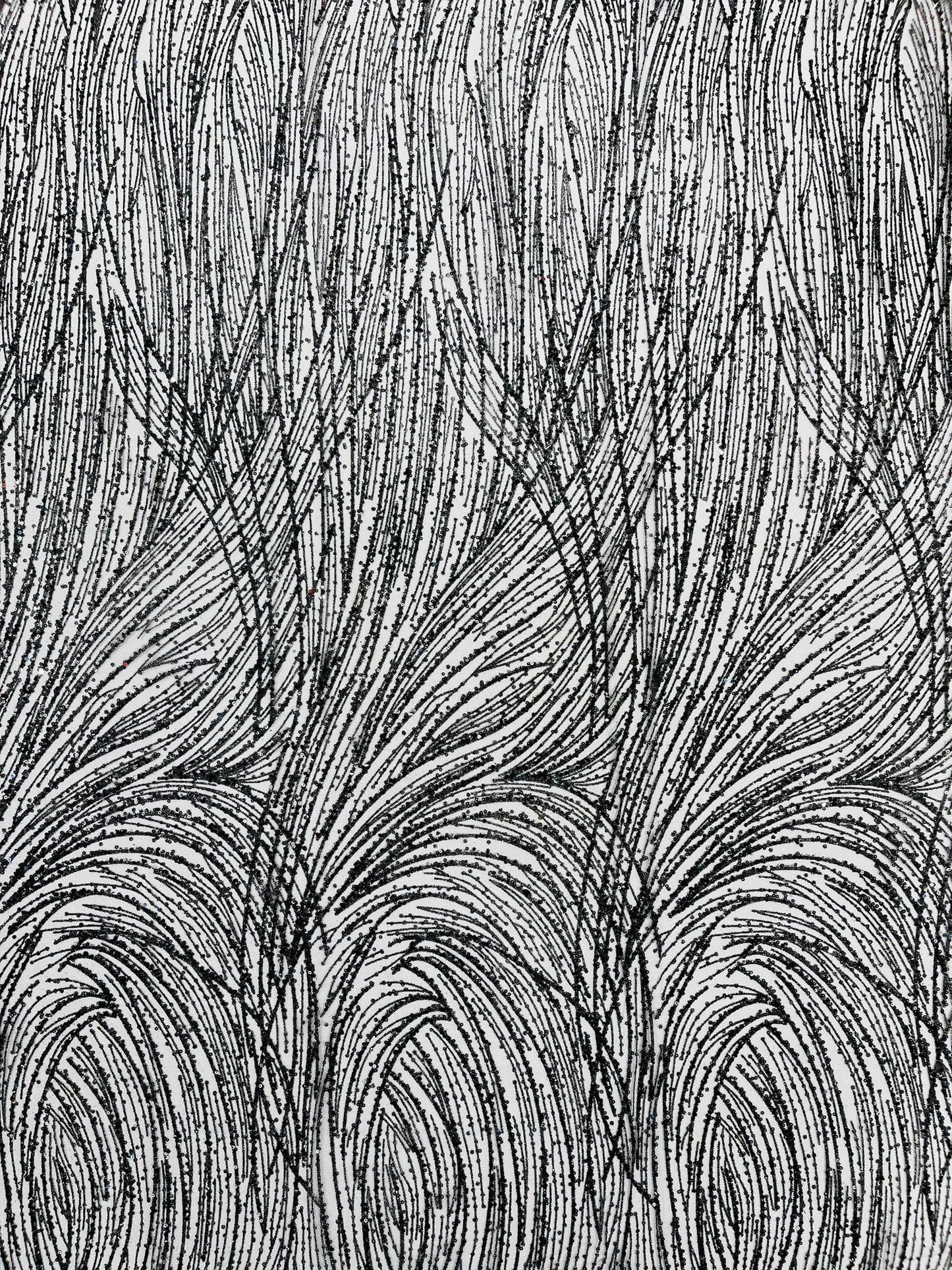 Fashion Glitter Design On A Mesh Lace Fabric| New Creations Fabric & Foam Inc. - New Creations Fabric & Foam Inc