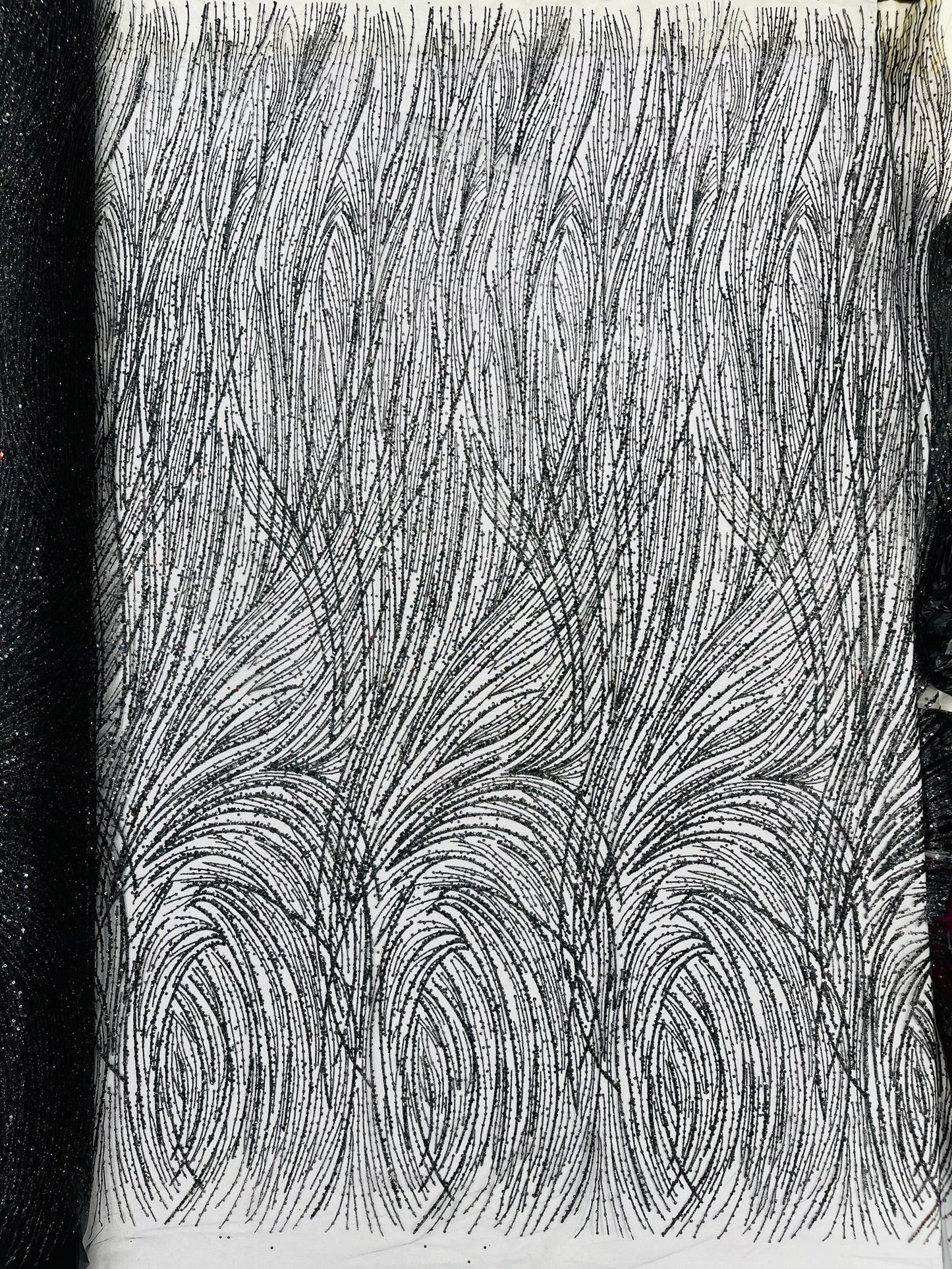 Fashion Glitter Design On A Mesh Lace Fabric| New Creations Fabric & Foam Inc. - New Creations Fabric & Foam Inc