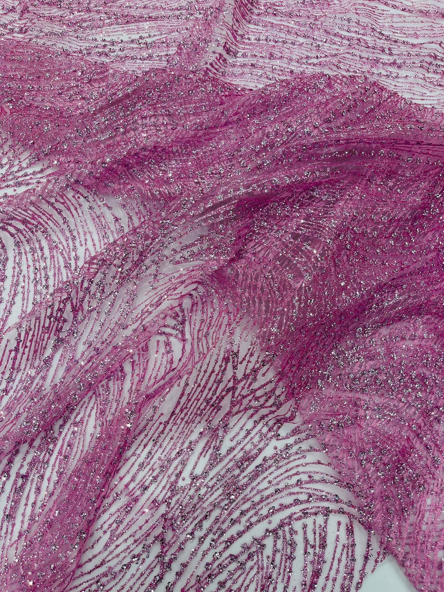 Fashion Glitter Design On A Mesh Lace Fabric| New Creations Fabric & Foam Inc. - New Creations Fabric & Foam Inc