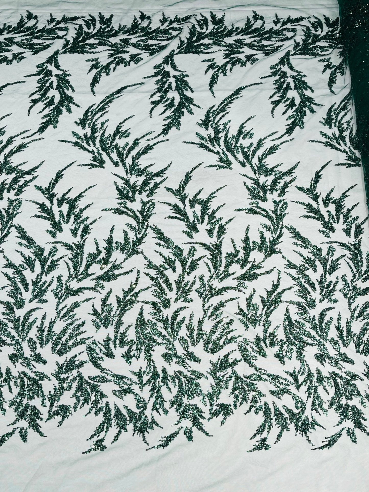 FASHION VINE BEADED LACE ON A MESH FABRIC (By The Yard) - New Creations Fabric & Foam Inc