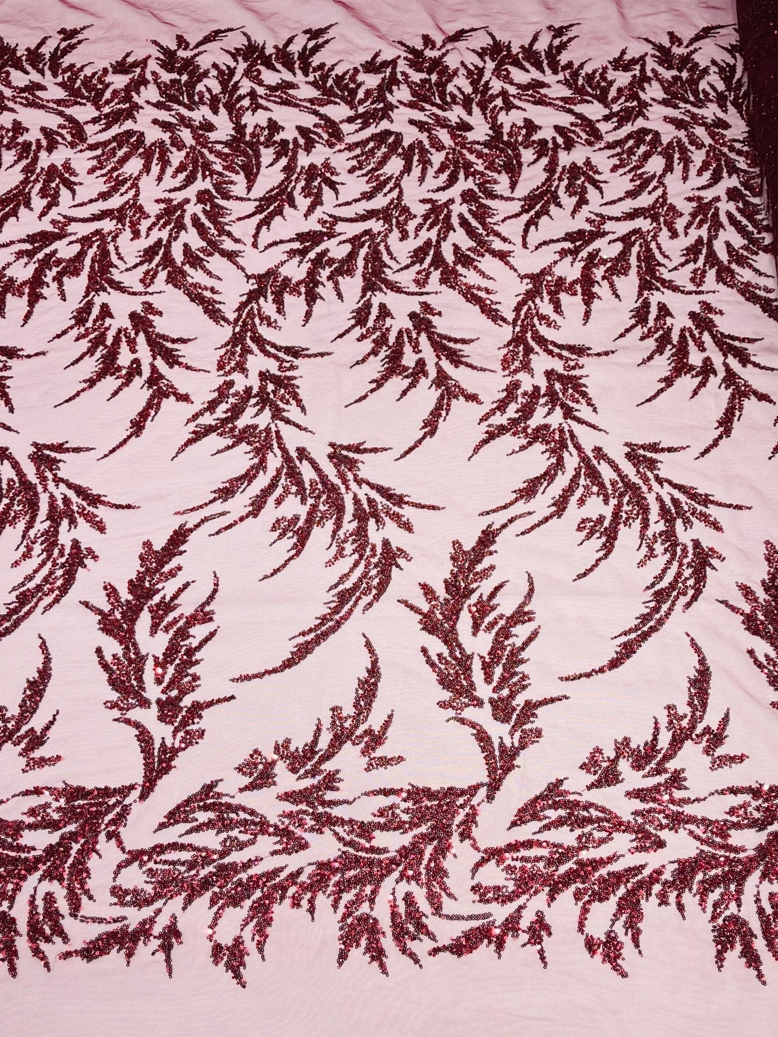 FASHION VINE BEADED LACE ON A MESH FABRIC (By The Yard) - New Creations Fabric & Foam Inc