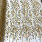 FEATHER BEADED LACE ON MESH FABRIC (By The Yard) - New Creations Fabric & Foam Inc