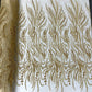 FEATHER BEADED LACE ON MESH FABRIC (By The Yard) - New Creations Fabric & Foam Inc