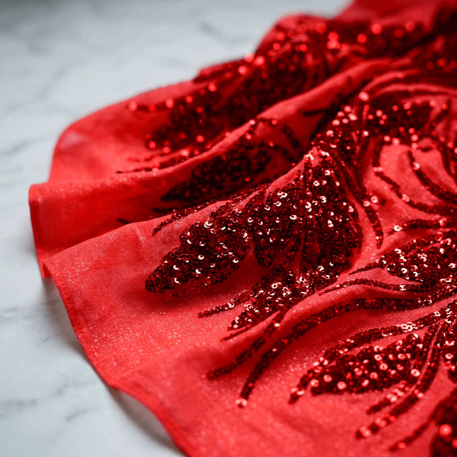 Feather Damask Sequin Stretch Mesh Fabric by the Yard 54” Wide – Iridescent Floral Sequin Fabric for Prom Dresses, Bridal Gowns & Luxury Fashion - New Creations Fabric & Foam Inc