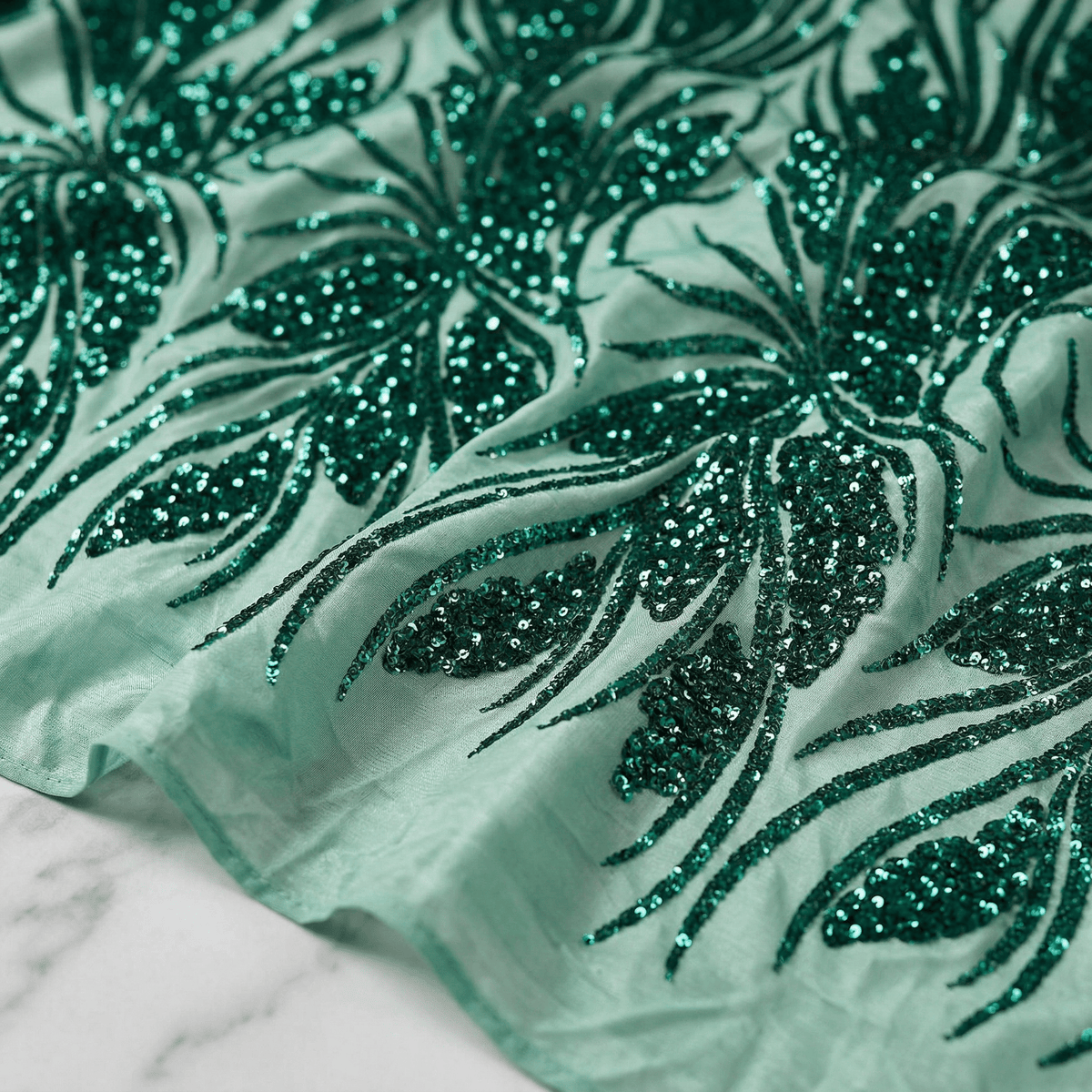 Feather Damask Sequin Stretch Mesh Fabric by the Yard 54” Wide – Iride ...