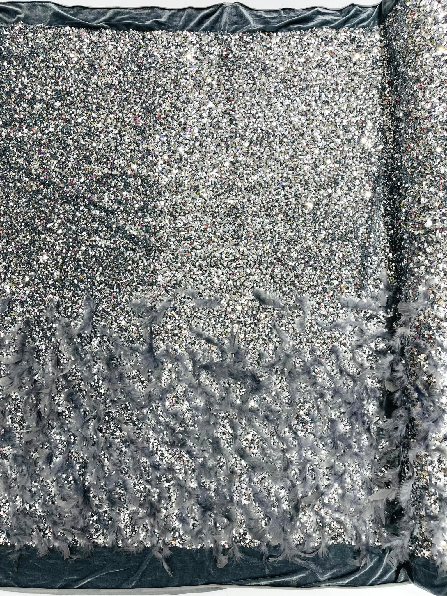 Feather Sequin Velvet Fabric 54" Wide| New Creations Fabric & Foam Inc. - New Creations Fabric & Foam Inc