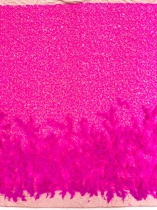 Feather Sequin Velvet Fabric 54" Wide| New Creations Fabric & Foam Inc. - New Creations Fabric & Foam Inc