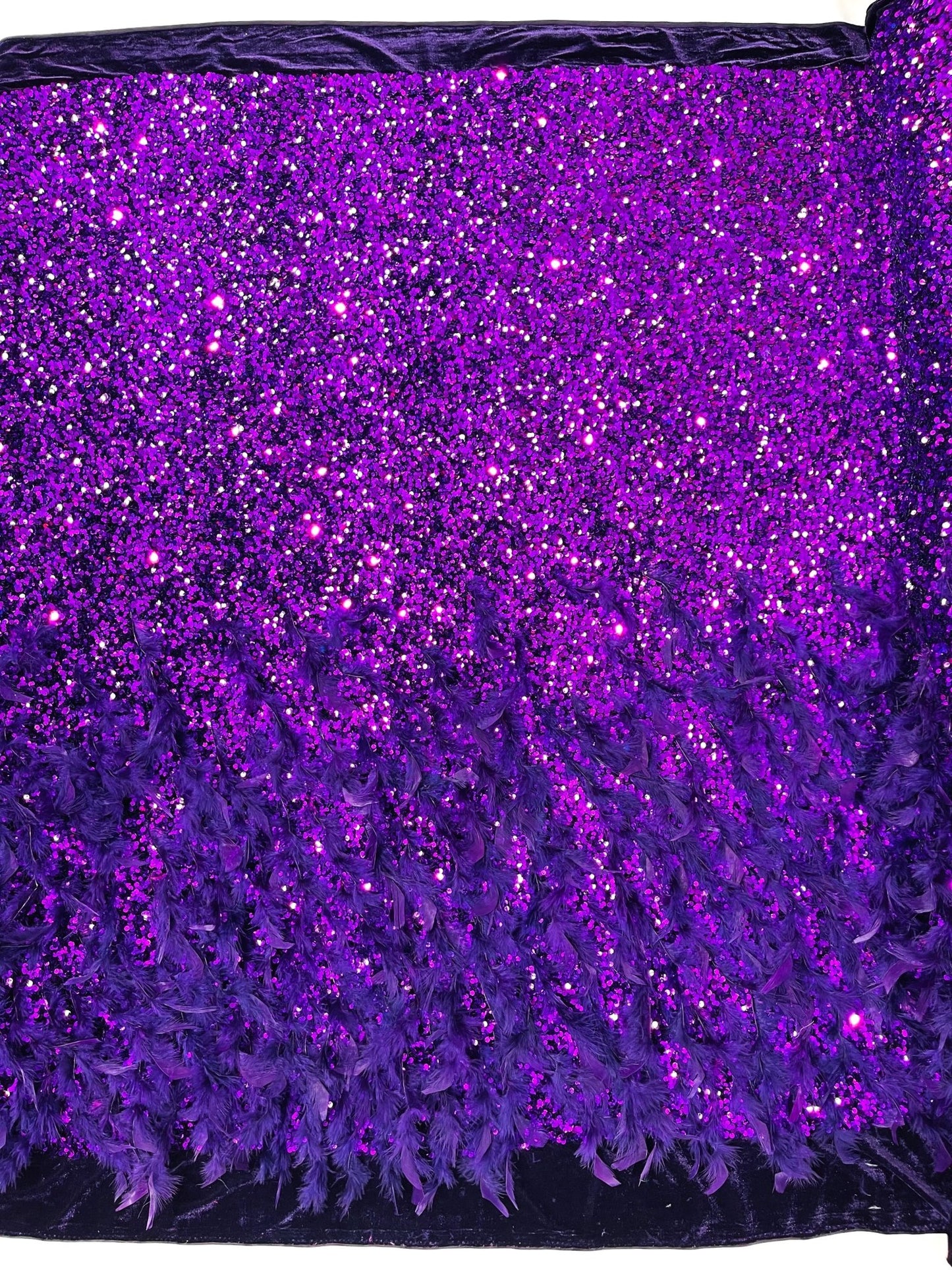 Feather Sequin Velvet Fabric 54" Wide| New Creations Fabric & Foam Inc. - New Creations Fabric & Foam Inc