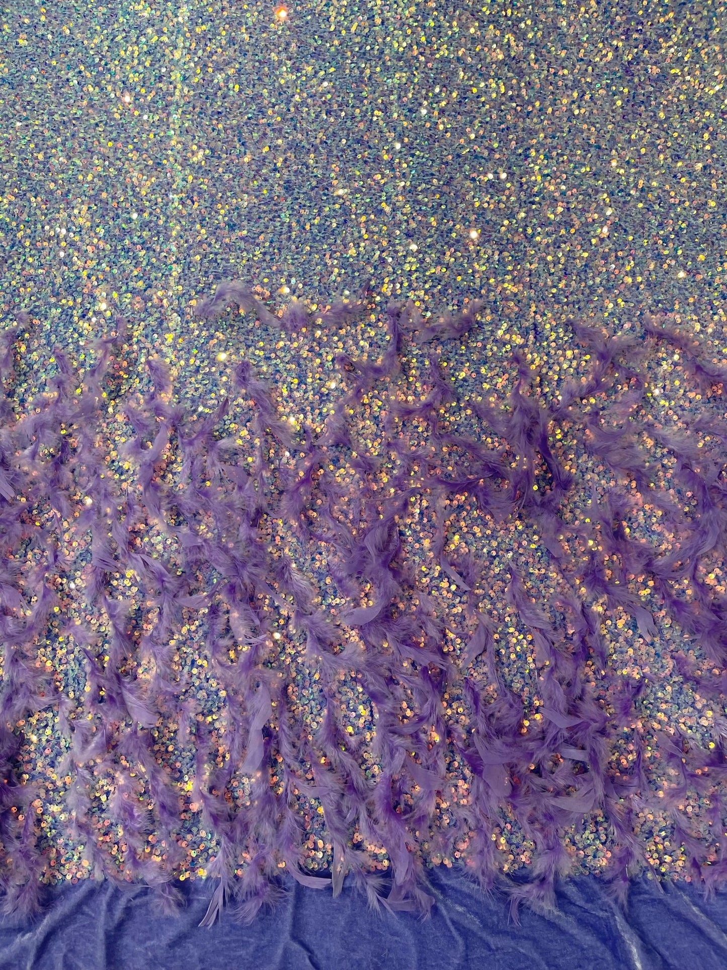 Feather Sequin Velvet Fabric 54" Wide| New Creations Fabric & Foam Inc. - New Creations Fabric & Foam Inc