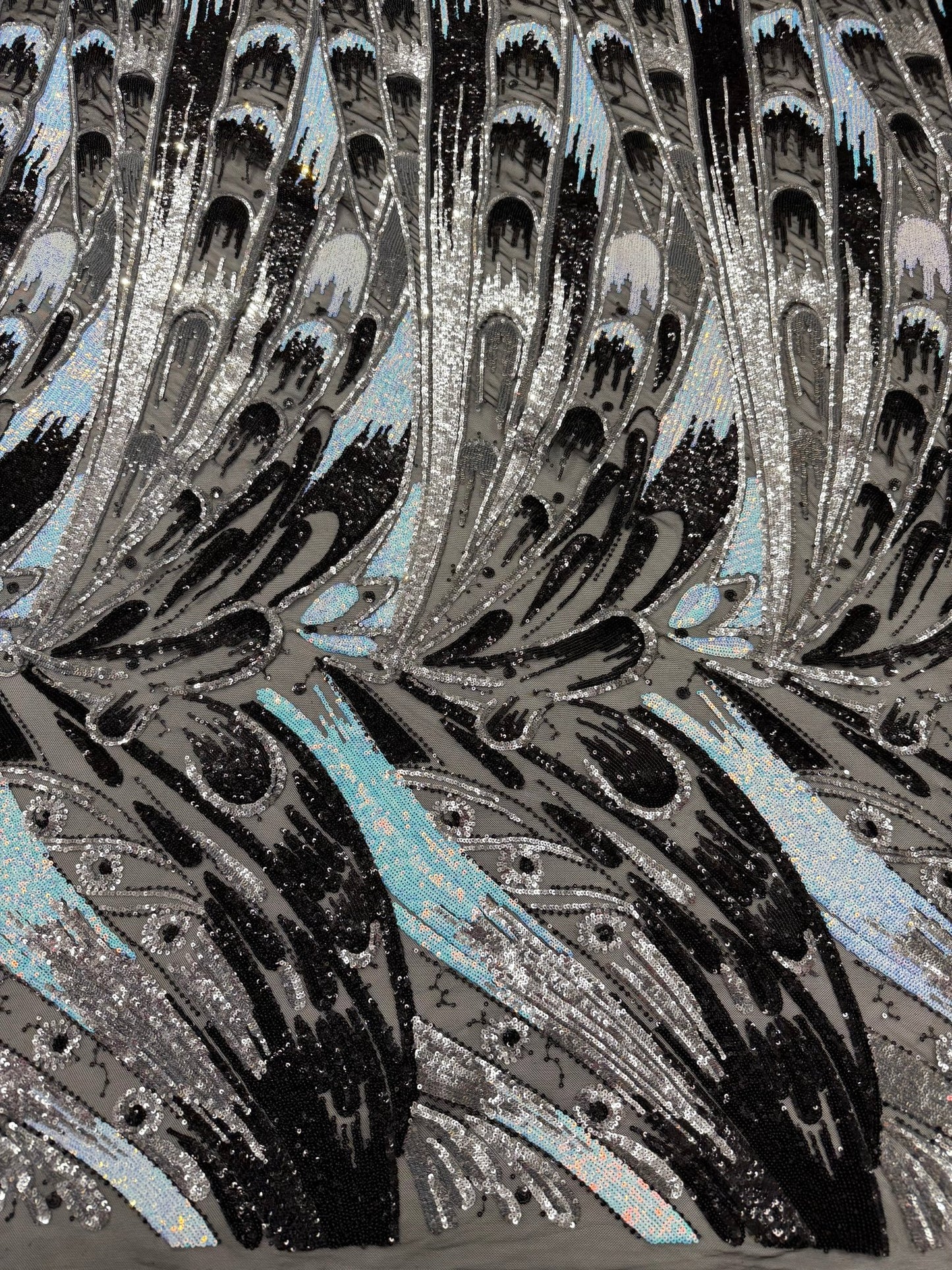 Feather Wing Sequin Fabric 54” Wide| New Creations Fabric & Foam Inc. - New Creations Fabric & Foam Inc