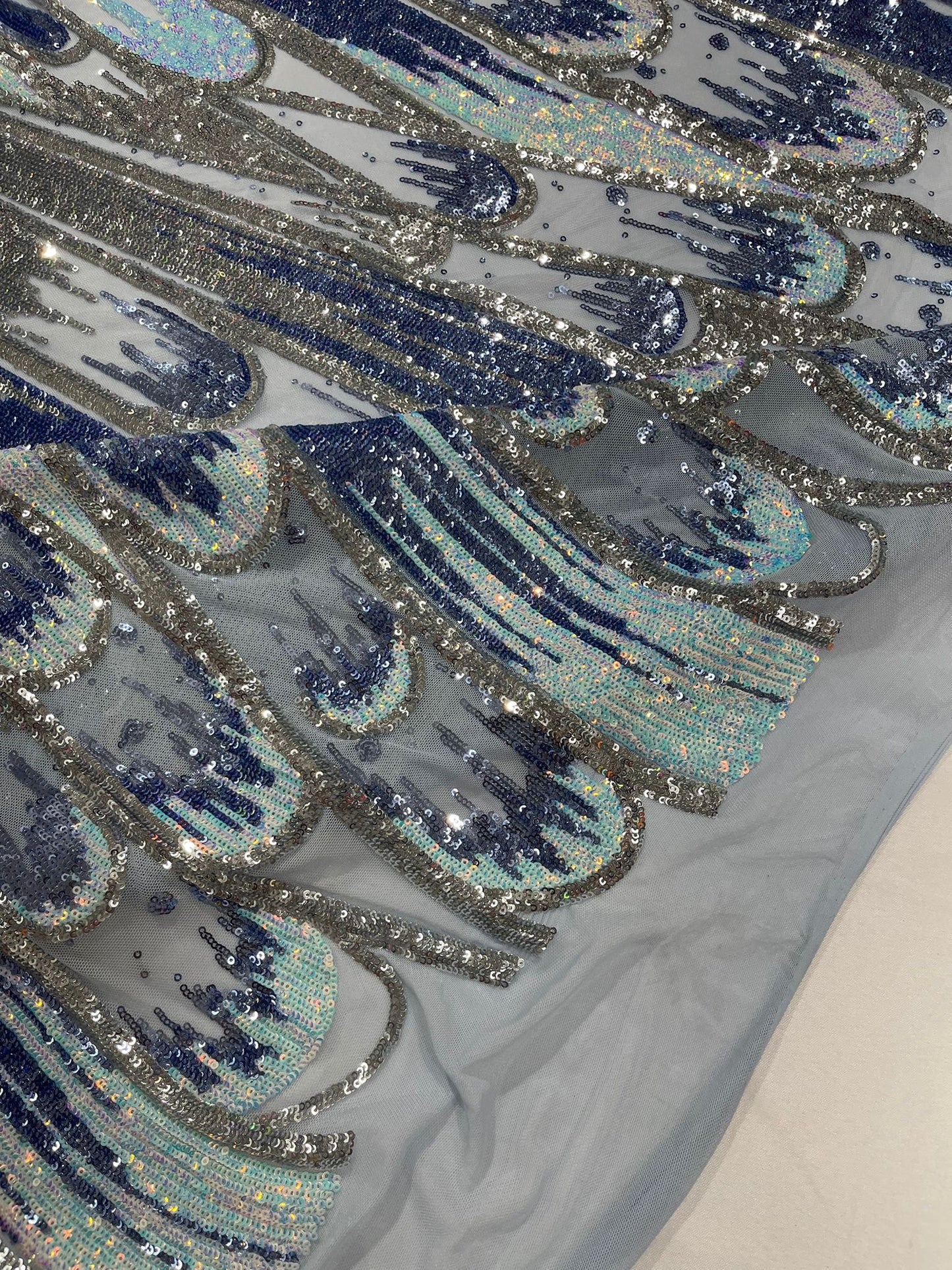 Feather Wing Sequin Fabric 54” Wide| New Creations Fabric & Foam Inc. - New Creations Fabric & Foam Inc