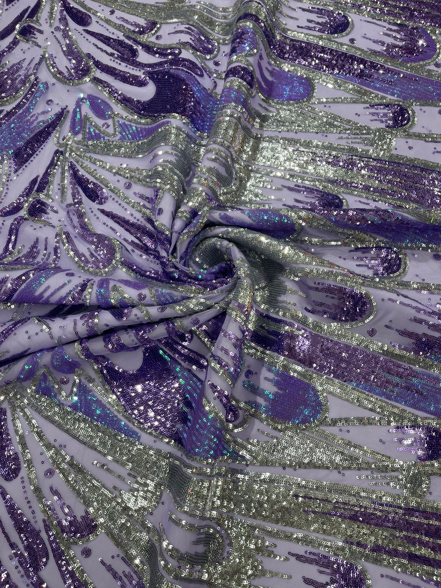 Feather Wing Sequin Fabric 54” Wide| New Creations Fabric & Foam Inc. - New Creations Fabric & Foam Inc