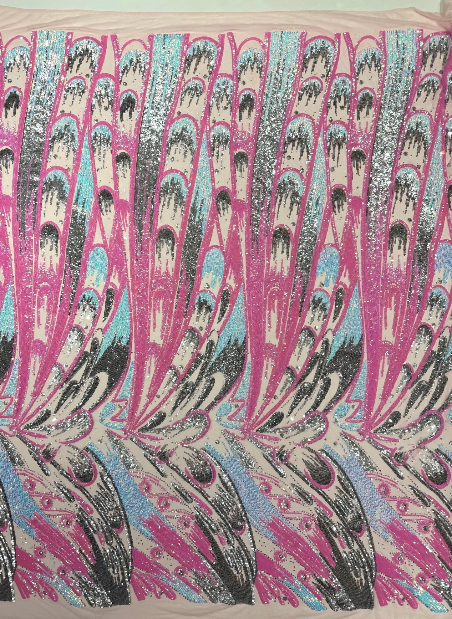 Feather Wing Sequin Fabric 54” Wide| New Creations Fabric & Foam Inc. - New Creations Fabric & Foam Inc