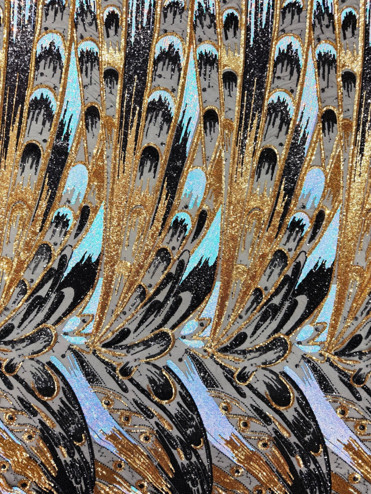 Feather Wing Sequin Fabric 54” Wide| New Creations Fabric & Foam Inc. - New Creations Fabric & Foam Inc