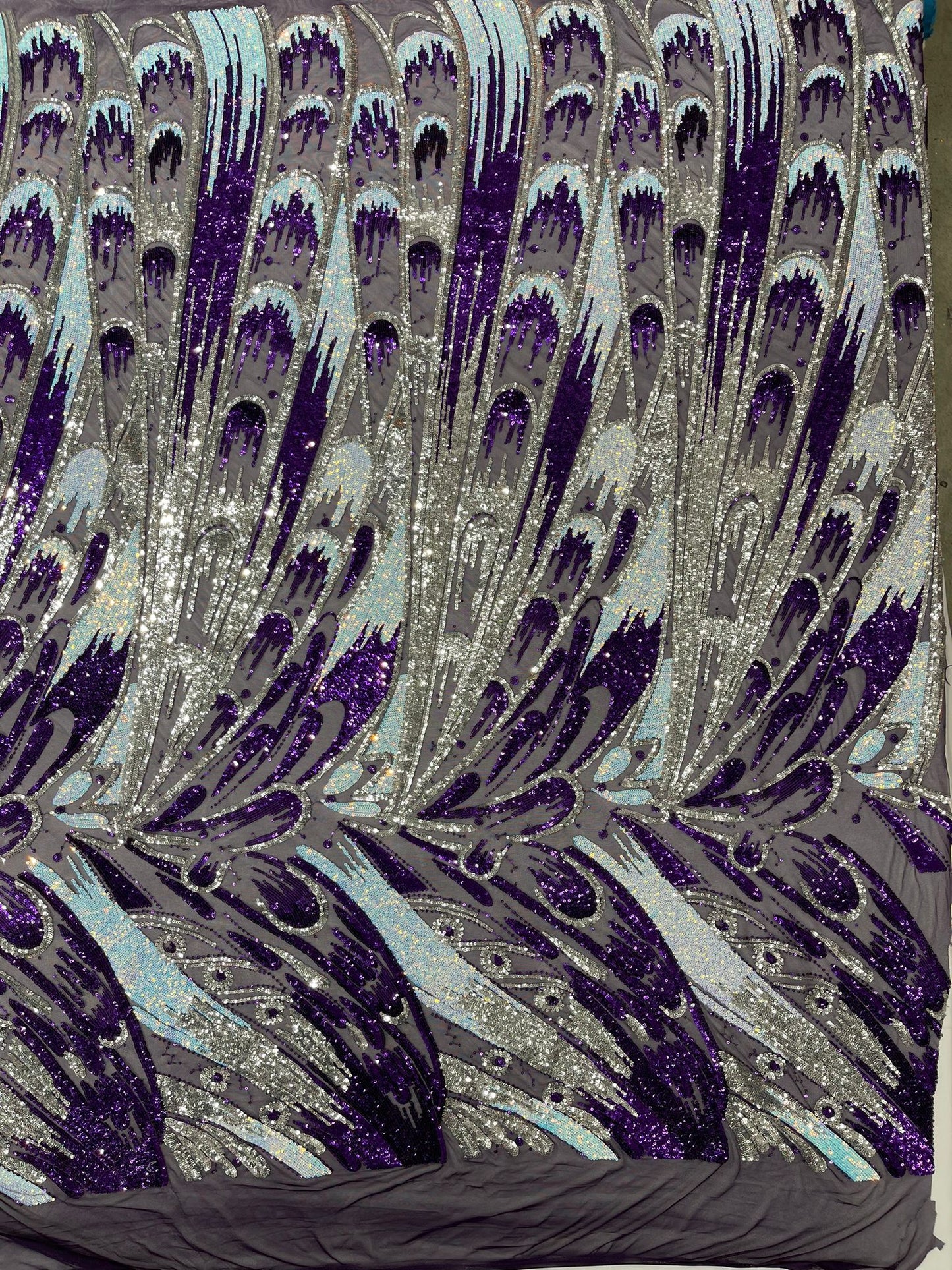 Feather Wing Sequin Fabric 54” Wide| New Creations Fabric & Foam Inc. - New Creations Fabric & Foam Inc
