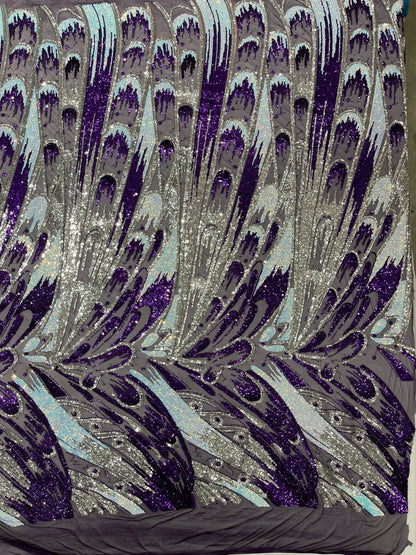 Feather Wing Sequin Fabric 54” Wide| New Creations Fabric & Foam Inc. - New Creations Fabric & Foam Inc