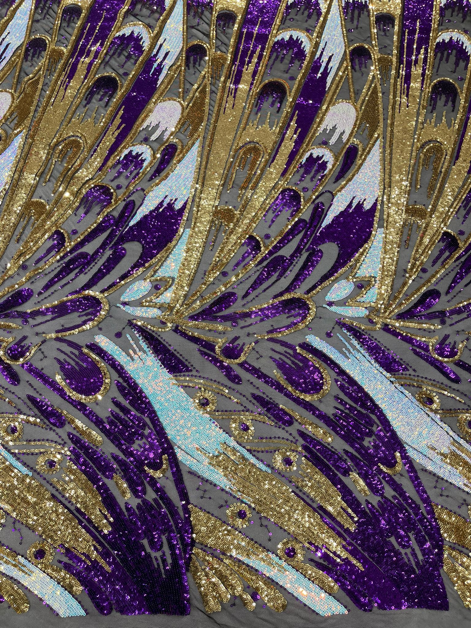 Feather Wing Sequin Fabric 54” Wide| New Creations Fabric & Foam Inc. - New Creations Fabric & Foam Inc