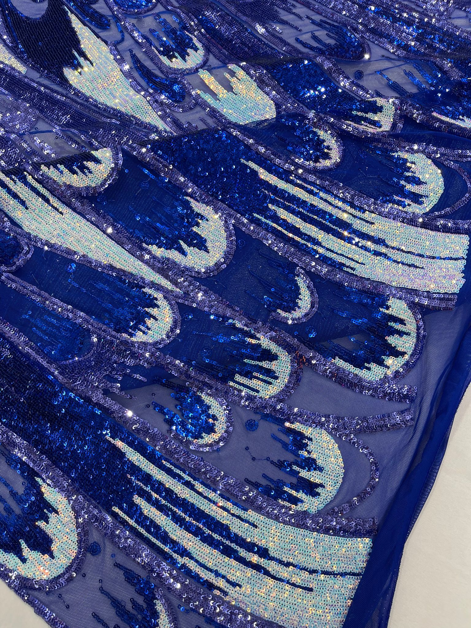 Feather Wing Sequin Fabric 54” Wide| New Creations Fabric & Foam Inc. - New Creations Fabric & Foam Inc