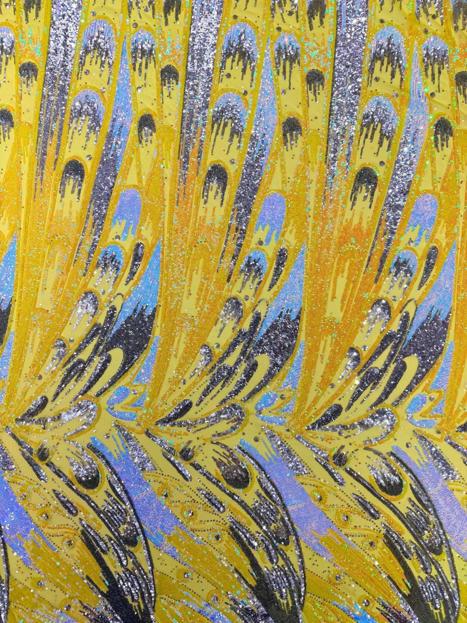 Feather Wing Sequin Fabric 54” Wide| New Creations Fabric & Foam Inc. - New Creations Fabric & Foam Inc