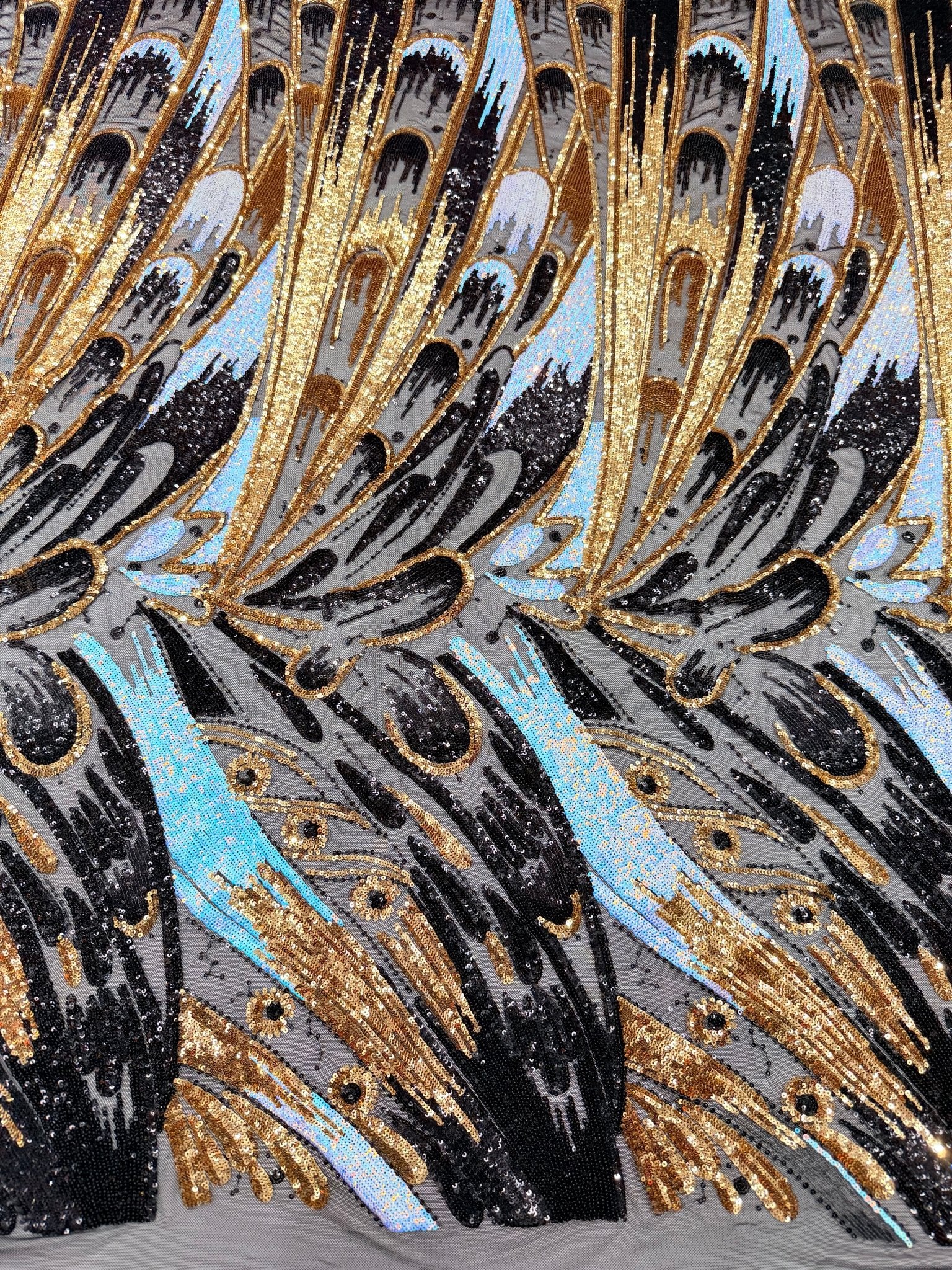 Feather Wing Sequin Fabric 54” Wide| New Creations Fabric & Foam Inc. - New Creations Fabric & Foam Inc