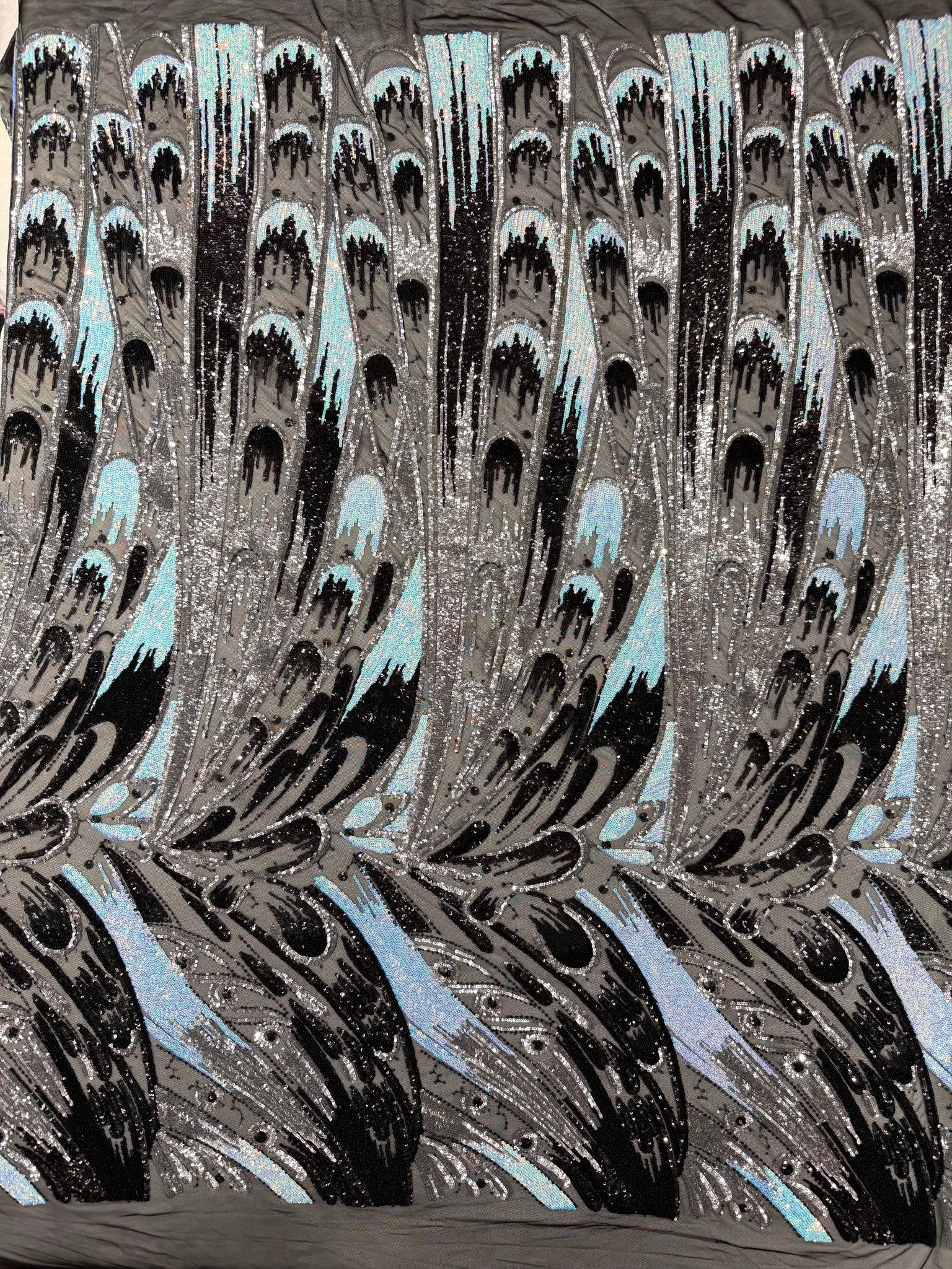 Feather Wing Sequin Fabric 54” Wide| New Creations Fabric & Foam Inc. - New Creations Fabric & Foam Inc