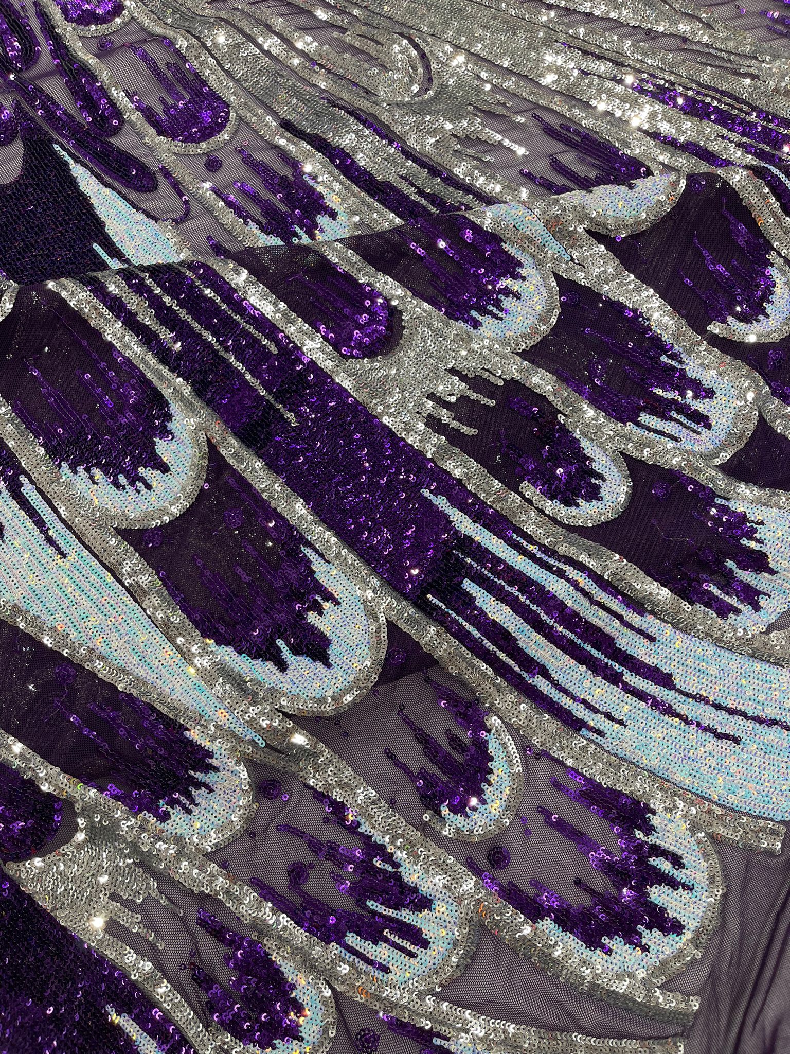 Feather Wing Sequin Fabric 54” Wide| New Creations Fabric & Foam Inc. - New Creations Fabric & Foam Inc