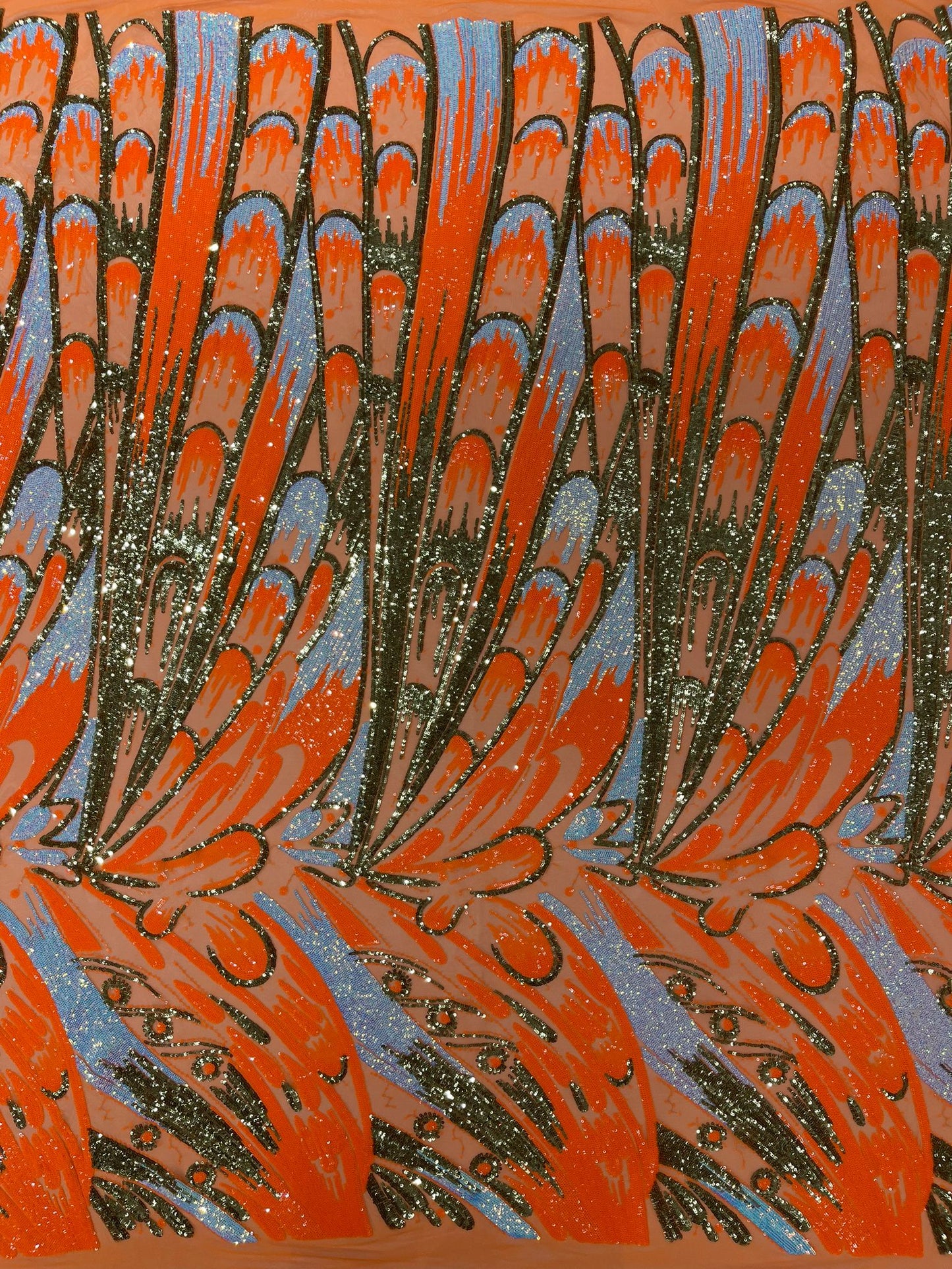 Feather Wing Sequin Fabric 54” Wide| New Creations Fabric & Foam Inc. - New Creations Fabric & Foam Inc