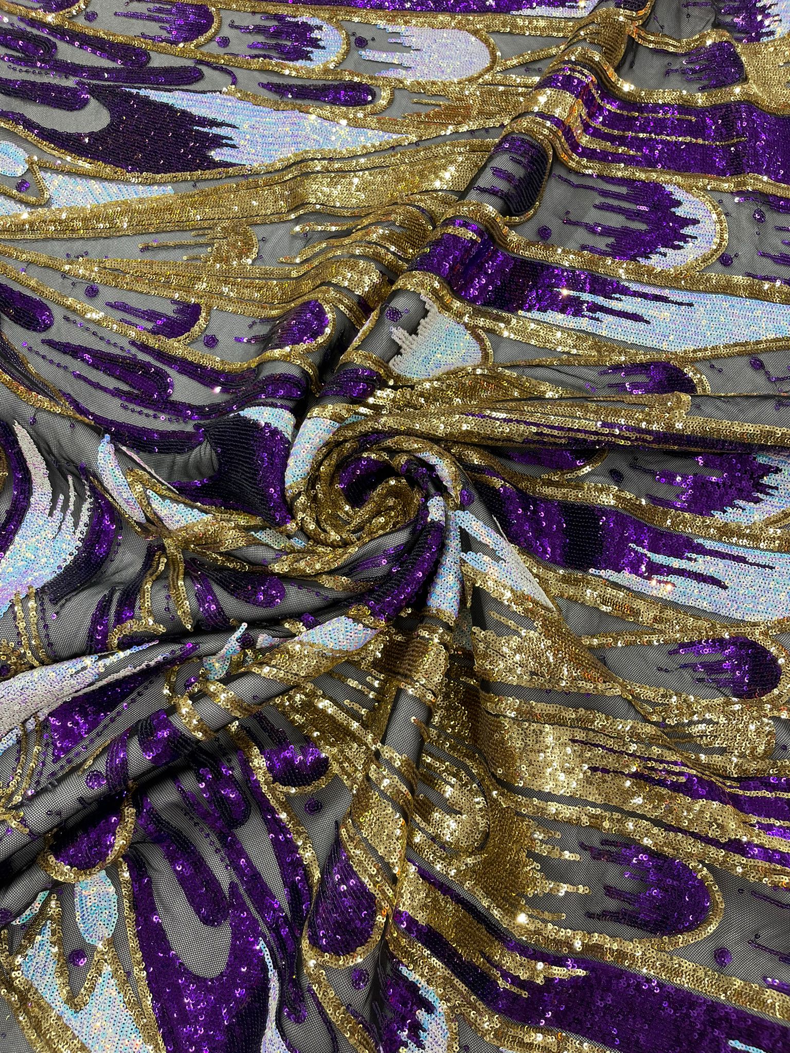 Feather Wing Sequin Fabric 54” Wide| New Creations Fabric & Foam Inc. - New Creations Fabric & Foam Inc