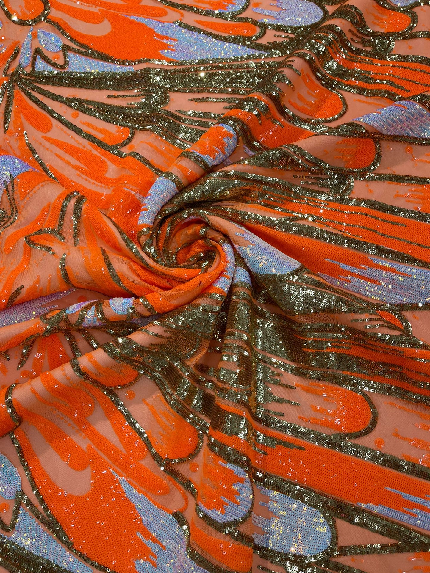 Feather Wing Sequin Fabric 54” Wide| New Creations Fabric & Foam Inc. - New Creations Fabric & Foam Inc