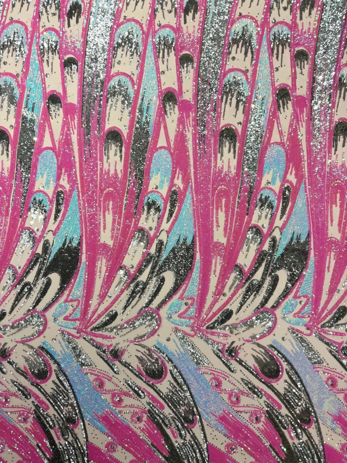 Feather Wing Sequin Fabric 54” Wide| New Creations Fabric & Foam Inc. - New Creations Fabric & Foam Inc