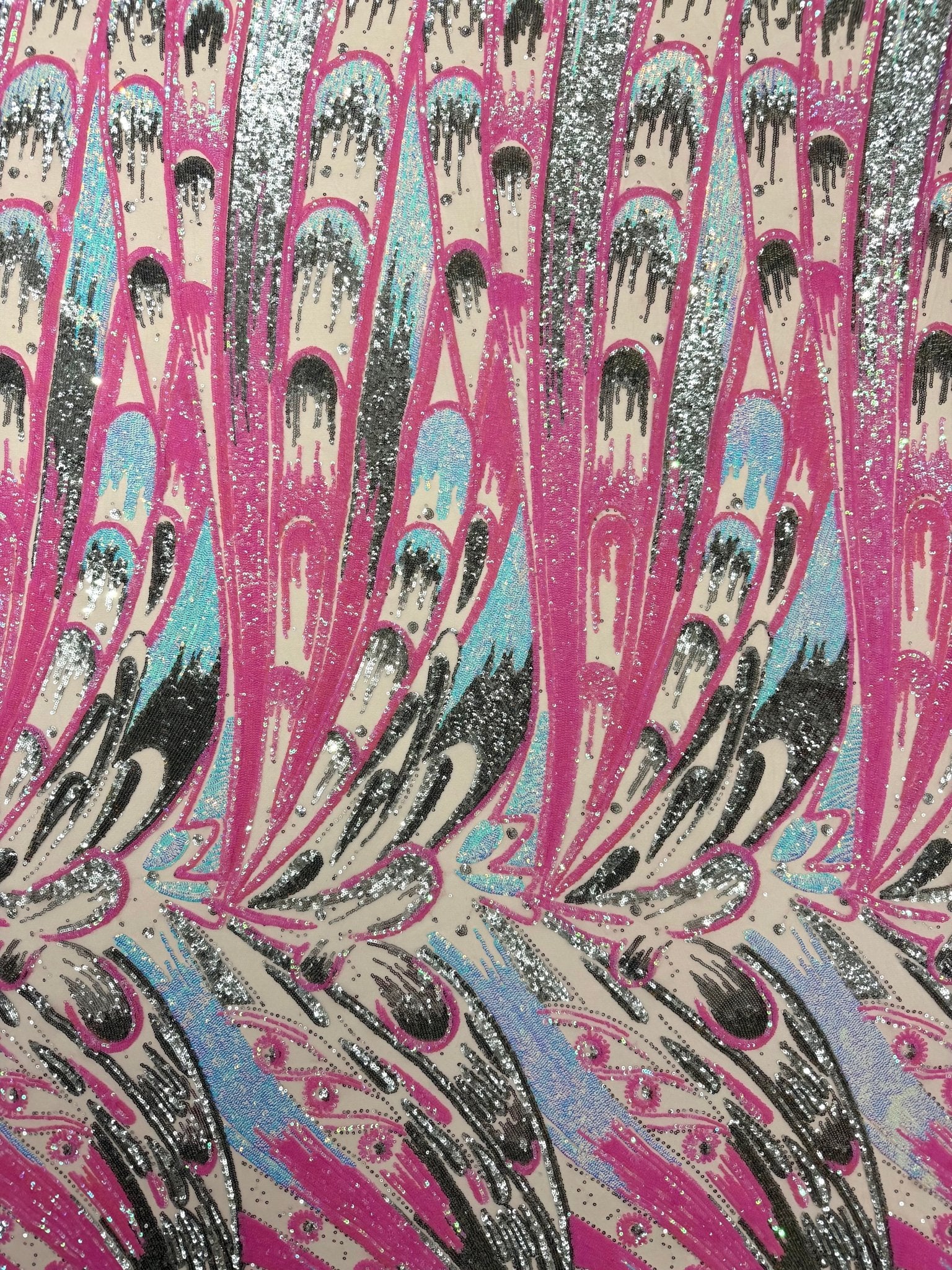 Feather Wing Sequin Fabric 54” Wide| New Creations Fabric & Foam Inc. - New Creations Fabric & Foam Inc