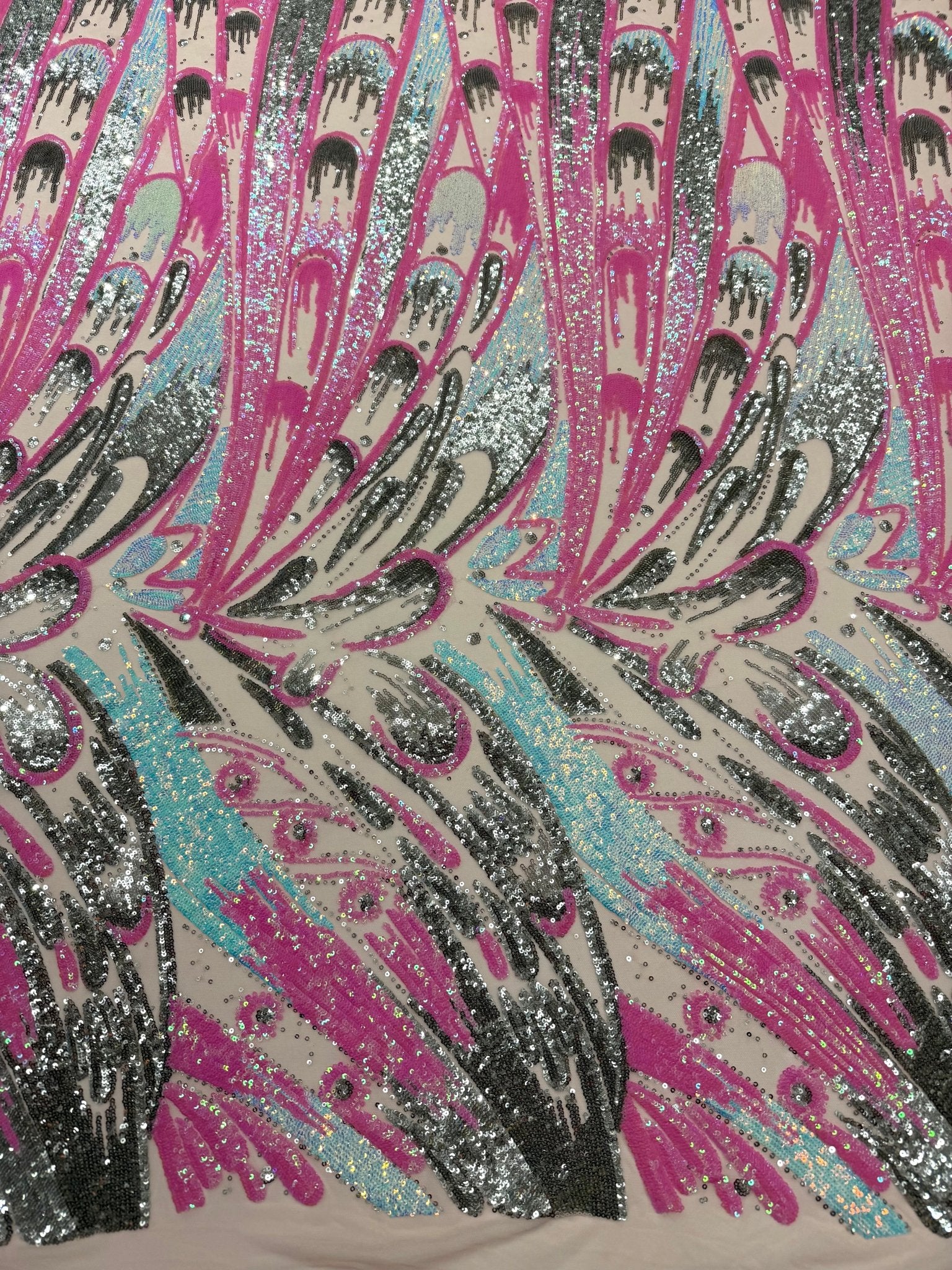 Feather Wing Sequin Fabric 54” Wide| New Creations Fabric & Foam Inc. - New Creations Fabric & Foam Inc